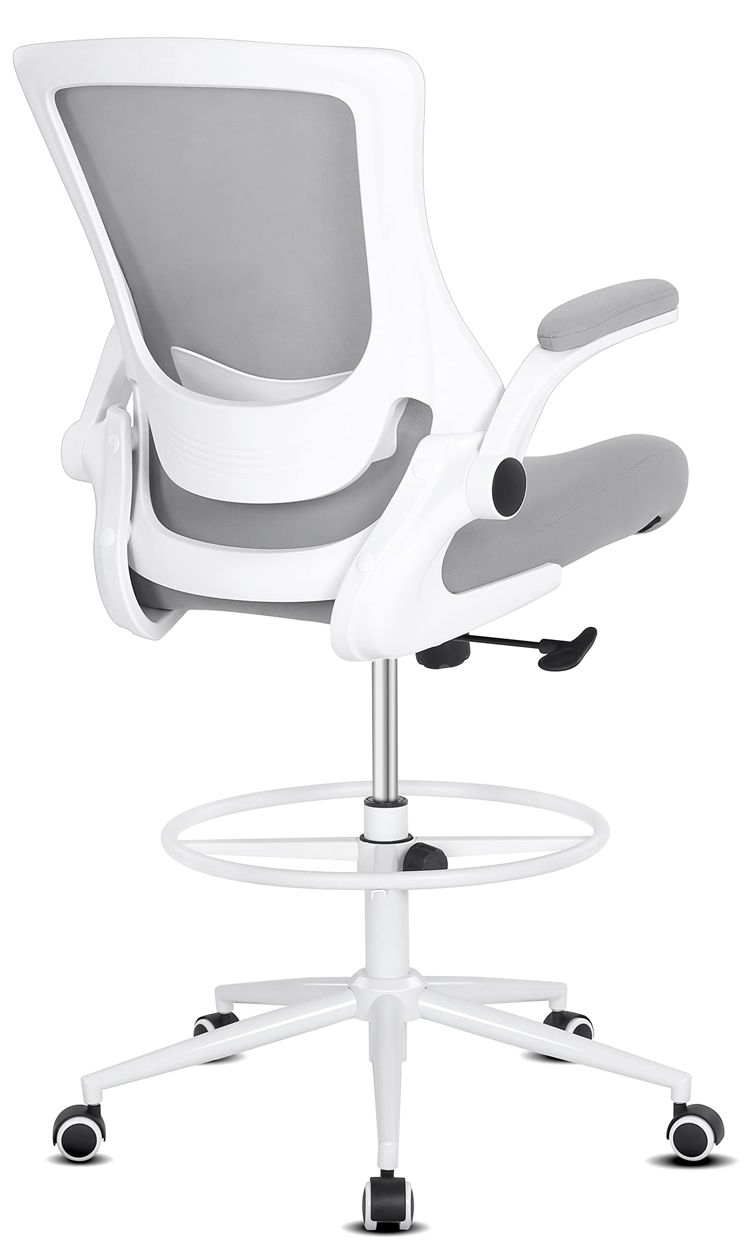 Misolant Adjustable Height Drafting Chair - Ergonomic Office Chair for Standing Desks with Foot Ring - Fabric High Stool for Counter Height Workstations - Perfect for Artists, Architects & Home Office Use