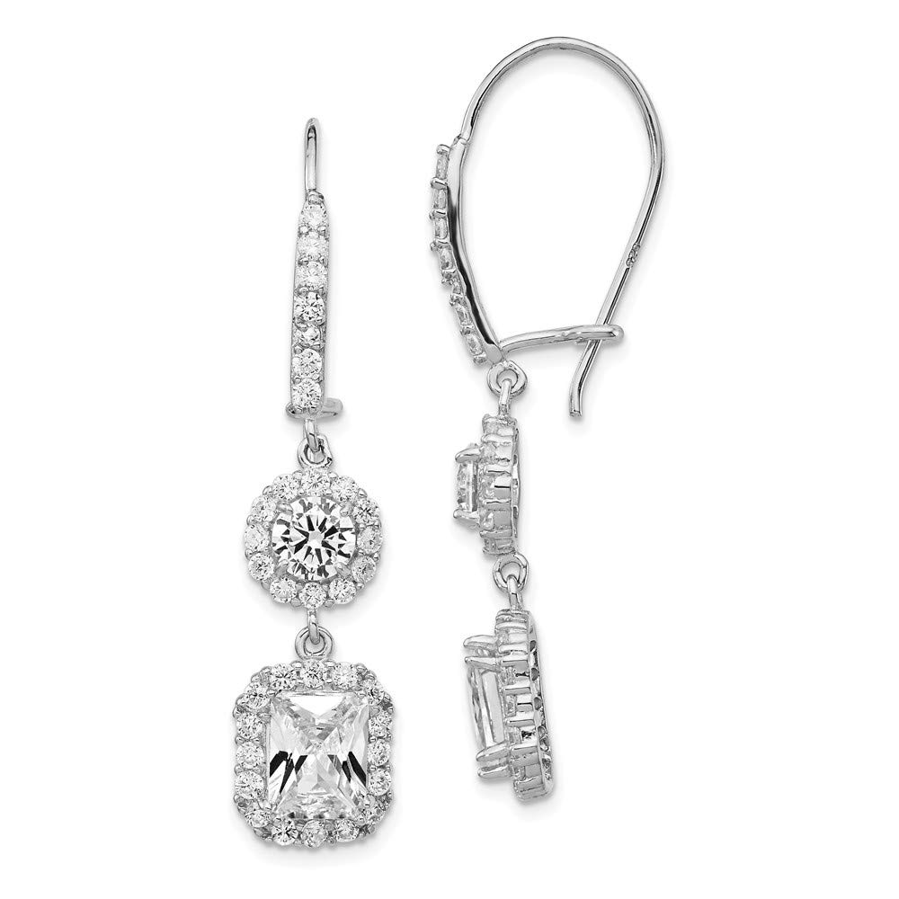 Cheryl M Sterling Silver CZ Kidney Wire Earrings for Women - Elegant Cubic Zirconia Dangle Earrings for Party, Wedding & Everyday Wear