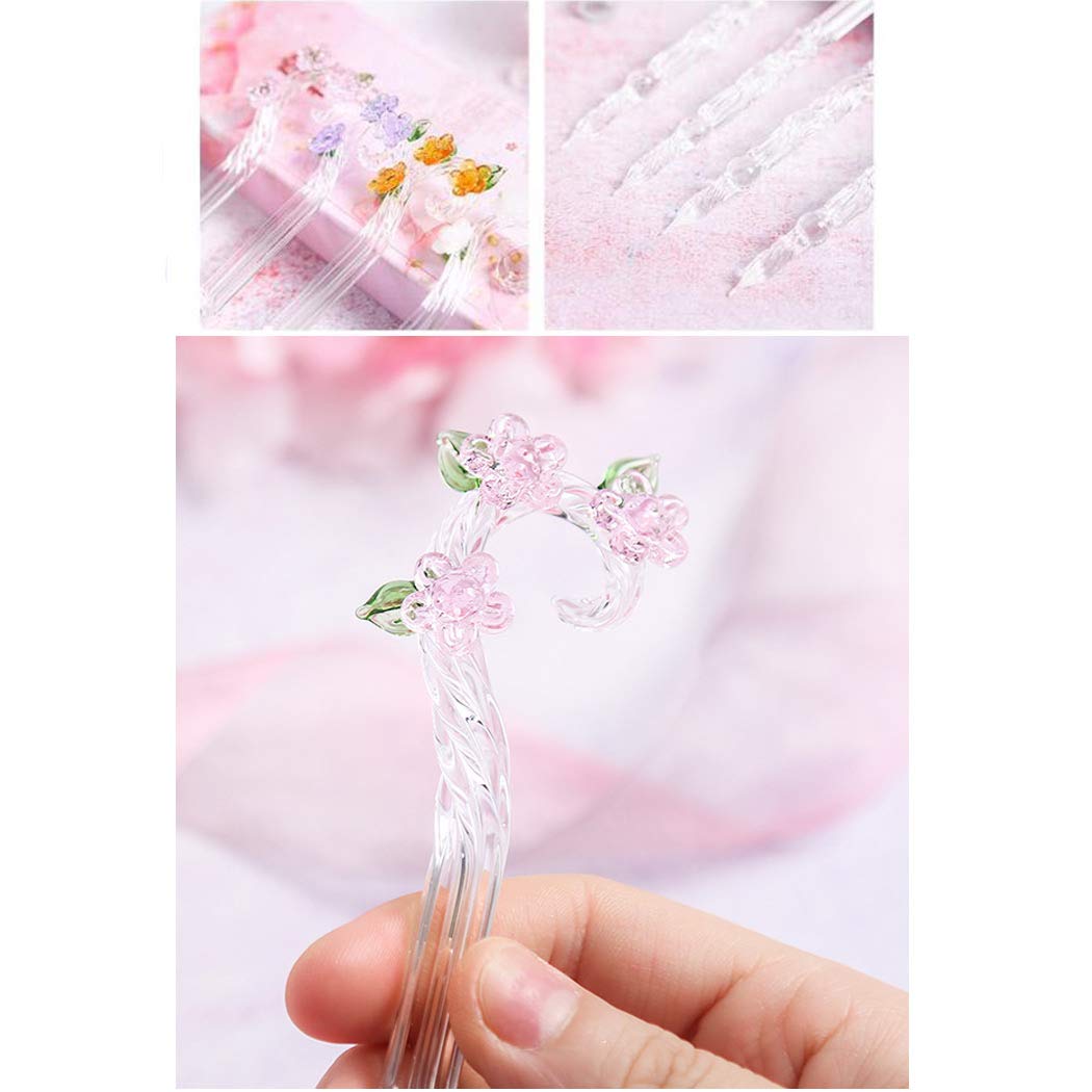 Handmade Glass Dip Pen with Magic Sakura Design - Crystal Calligraphy Pen for Ink Writing, Gold Plated Nib - Perfect Gift for Artists, Writers & Pen Enthusiasts - Ideal for Lettering, Journaling & Creative Writing