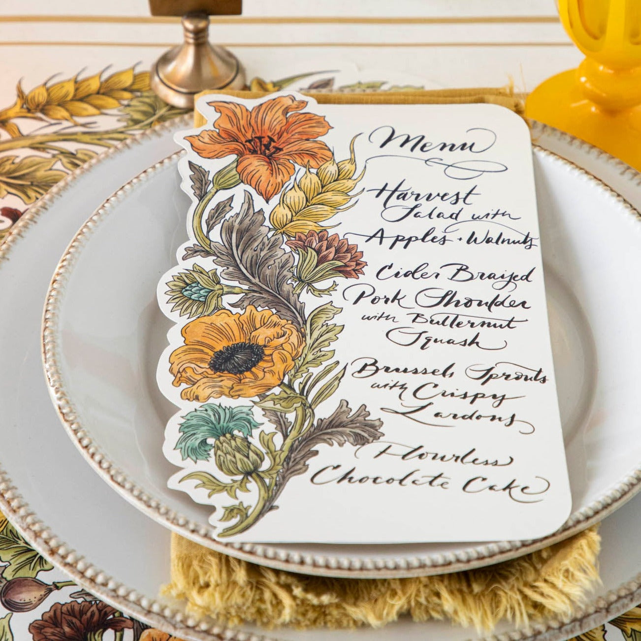 Elegant Autumn Acanthus Table Cards - Perfect for Weddings, Parties, and Holiday Decorations
