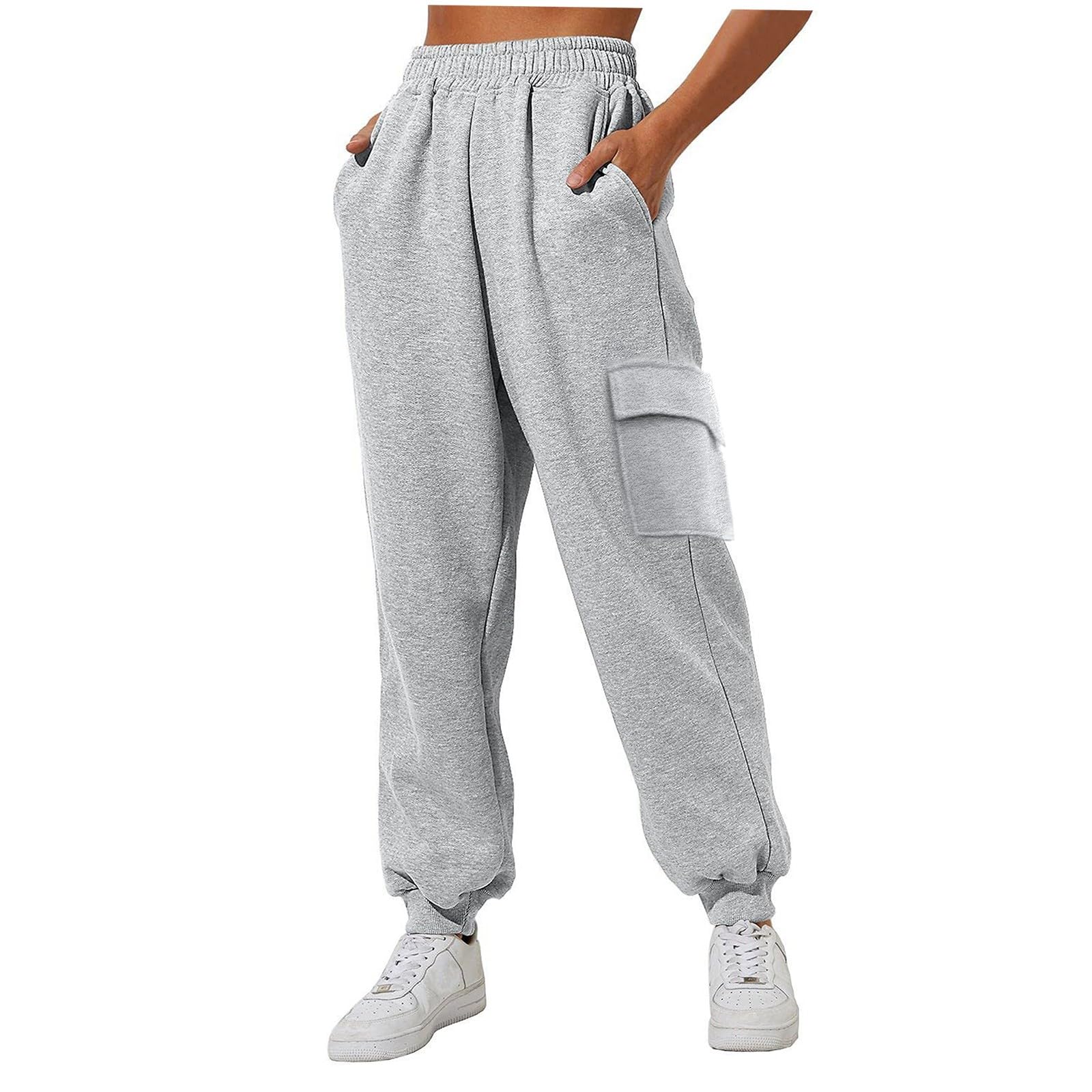 Women's High Waist Baggy Cargo Sweatpants - Elastic Joggers with Pockets | Y2K Fashion, Athletic & Casual Wear | Perfect for Gym, Lounge & Street Style Outfits