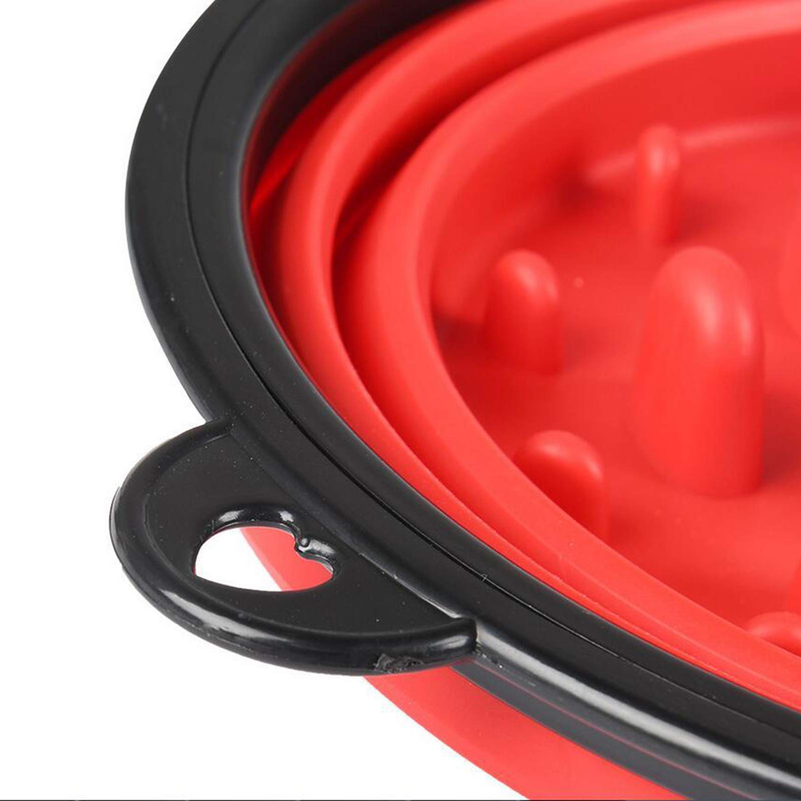 SECRET DESIRE Slow Feeder Dog Bowl - Collapsible Pet Food Dish for Cats & Dogs - Anti-Gulping Water Bowl for Fast Eaters - Perfect for Travel, Camping & Home Use (Red)
