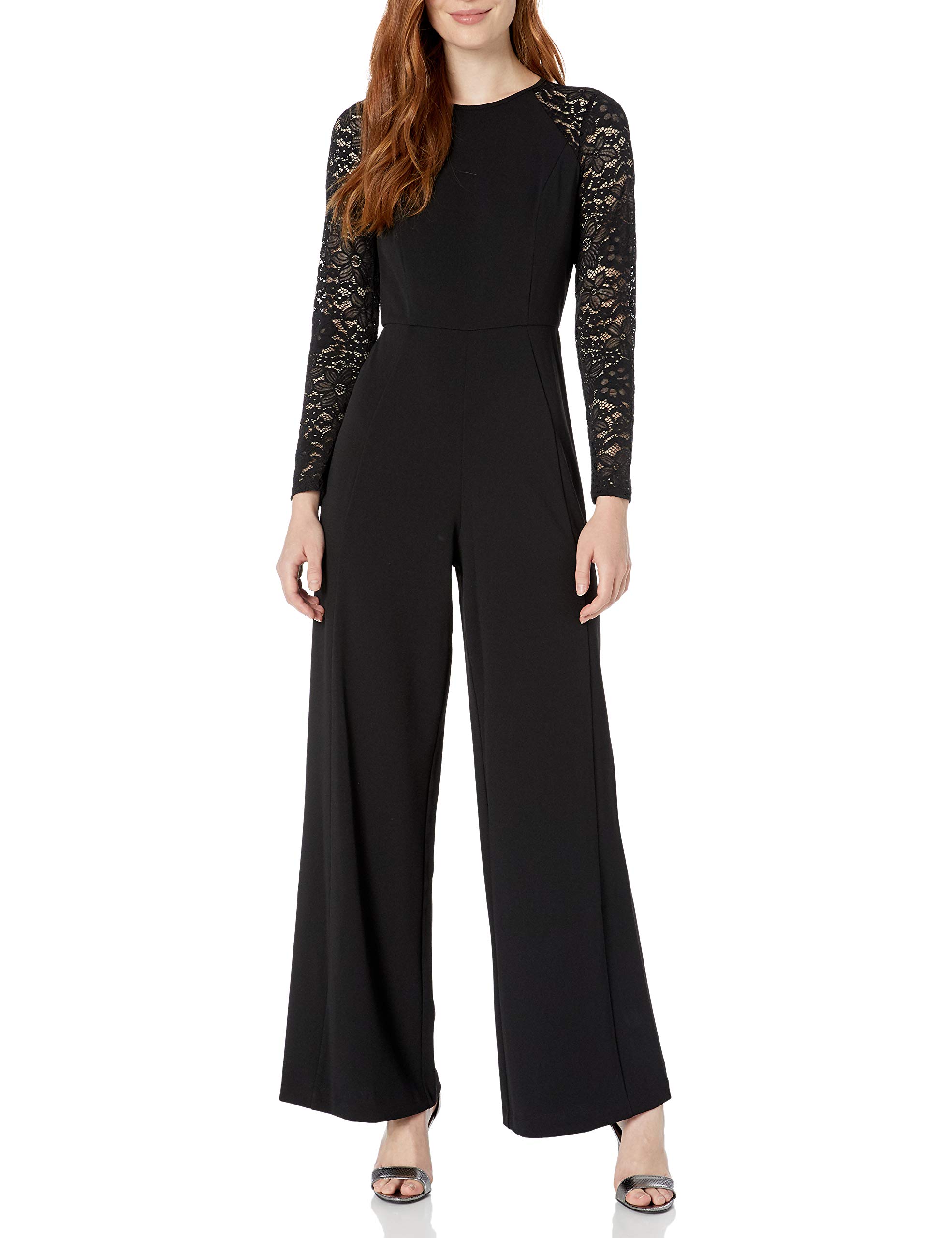 Tommy Hilfiger Women's Lace Sleeve Jumpsuit - Elegant Romper for Casual Outings, Date Nights & Special Occasions