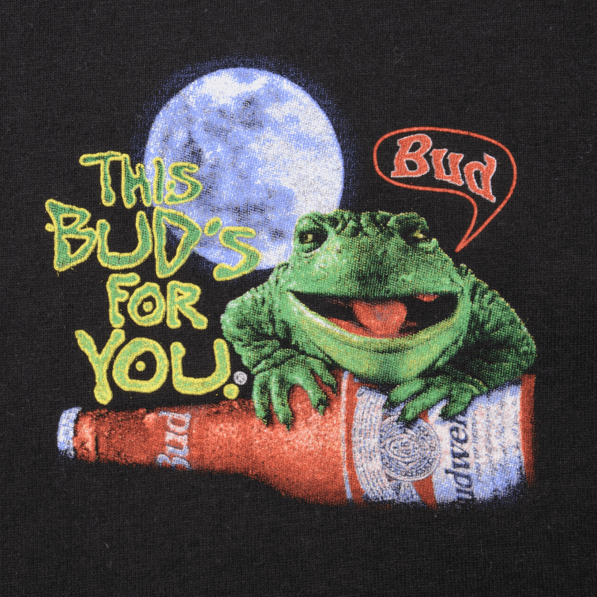 Vintage 1995 Budweiser Frog Graphic T-Shirt XL - Made in USA - Retro Beer Lover Tee for Casual Wear & Collectors