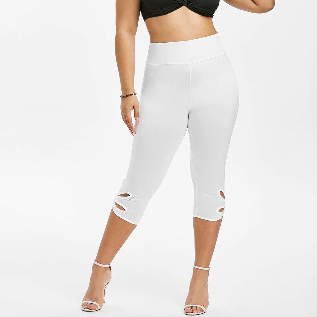 Aniywn Women's Yoga Capris Leggings - High Waisted Stretch Tights, Plus Size Workout Pants with Hollow Out Design for Yoga, Running & Gym - Comfortable Athletic Wear for Women