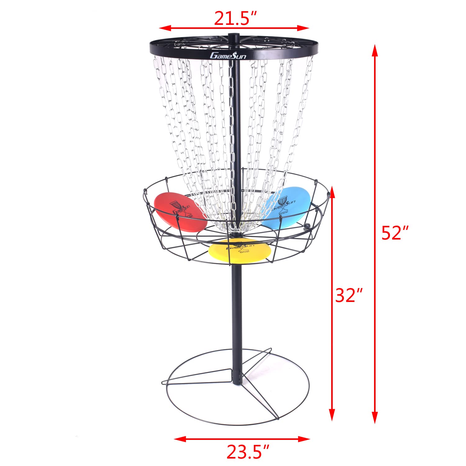 PDGA Standard Size Disc Golf Basket & Target Set with 3 Discs - Professional Outdoor Disc Golf Equipment for Backyard, Park & Tournament Practice