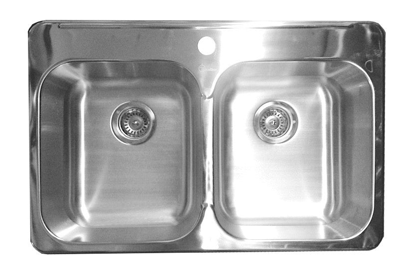 Excalibur EDL2031/7/1 Stainless Steel 1 Hole 2 Bowl Drop-In Kitchen Sink 7