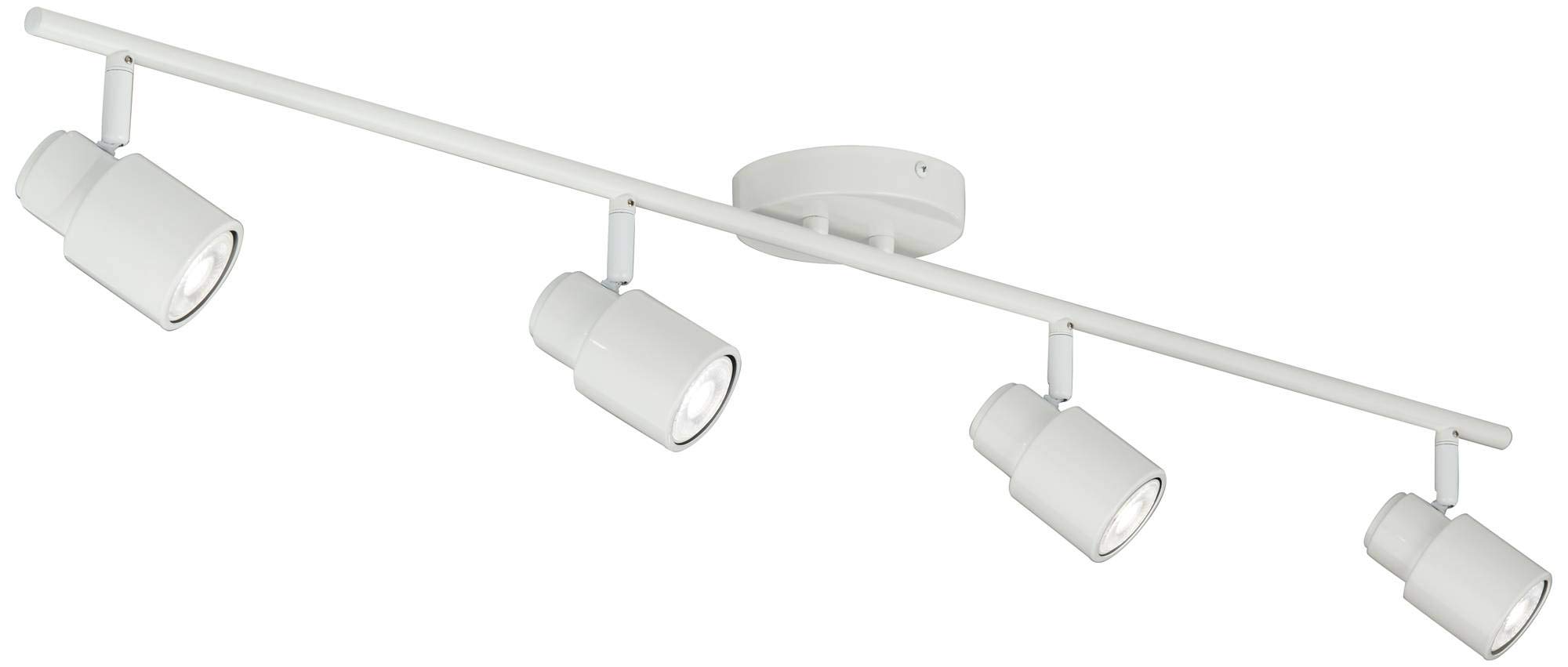 Pro Track Melson 4-Head 6.5W LED Ceiling Track Light Fixture Kit - Adjustable GU10 Dimmable Spotlights in White - Modern Lighting for Kitchen, Bathroom, Living Room, Dining & Bedroom - 40