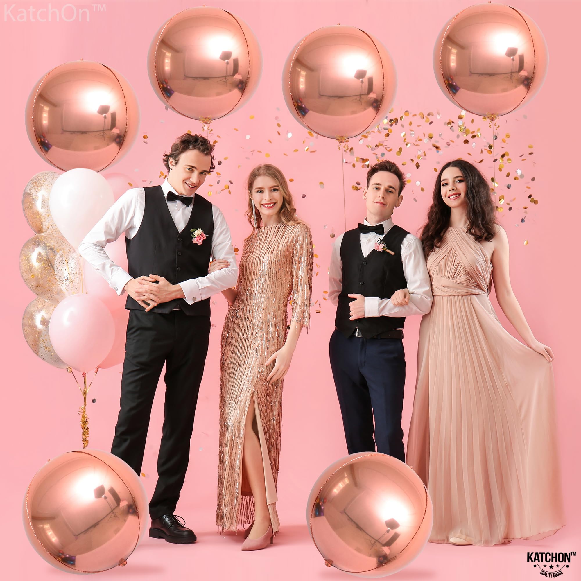 KatchOn 22 Inch Giant Rose Gold Balloons (Pack of 6) - Premium Metallic Mylar Foil Balloons for Birthday Parties, Baby Showers, Bridal Showers & Wedding Decorations