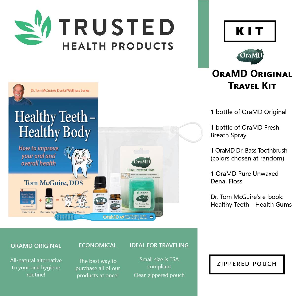**OraMD Original Strength Dental Floss - 54.6 Yards, Pure Unflavored, Fragrance-Free, Unwaxed & Dr. Bass Toothbrush Set for Plaque Removal - Teeth & Gum Care - Ideal for Travel, Daily Oral Hygiene, and Sensitive Teeth**