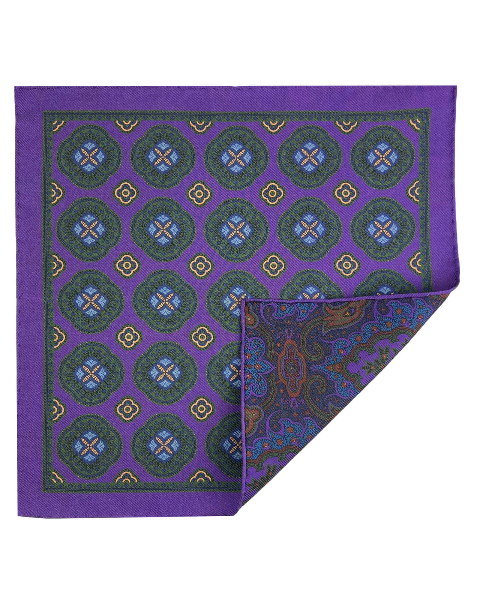 DÉCLIC Thresh Reversible Pocket Square - Purple Silk Handkerchief for Men | Formal Wear Accessory | Wedding, Suit & Tuxedo Styling