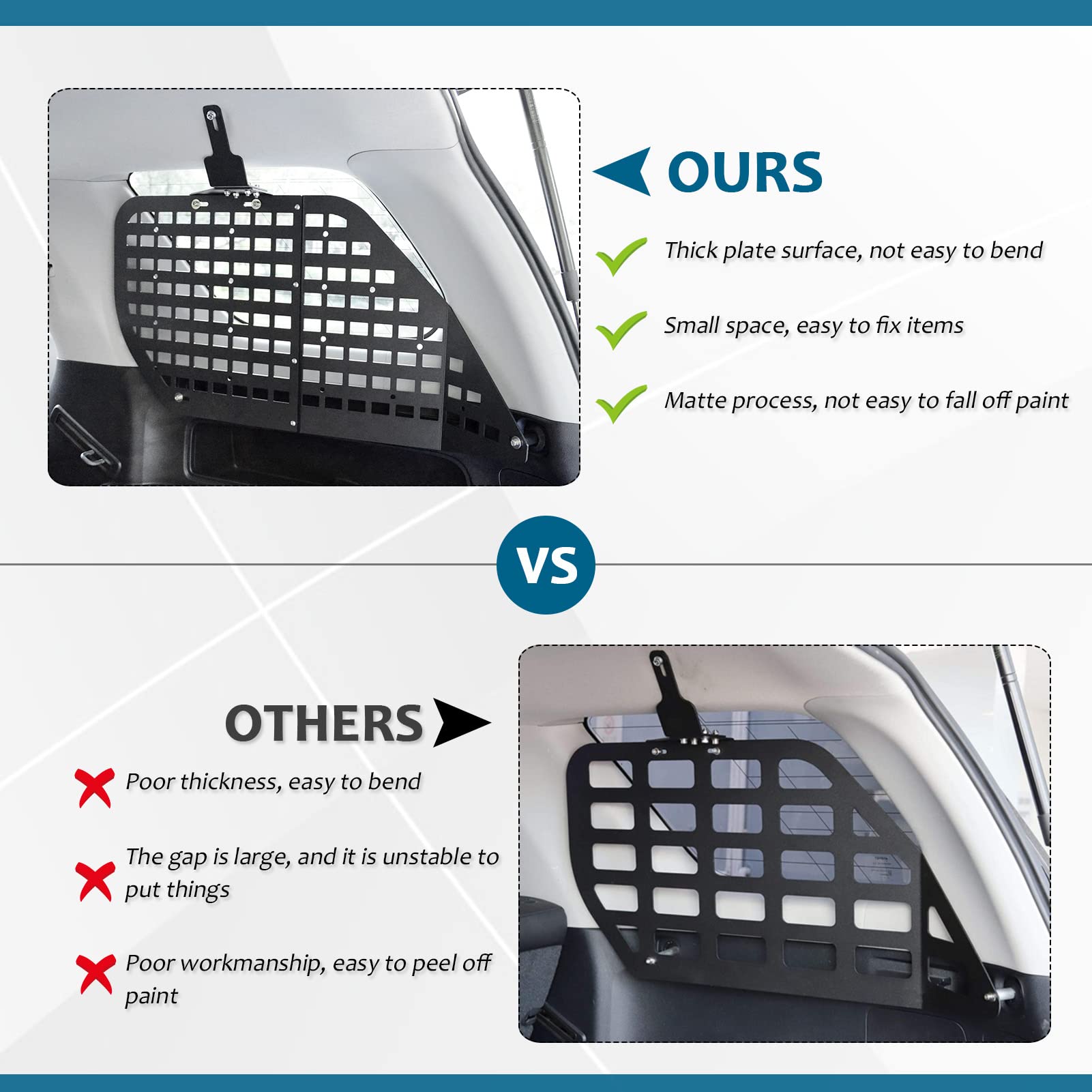 Toyota 4Runner 2010-2020 Rear Window Molle Panel - Modular Storage System with 10 Fastening Tapes | Perfect for Off-Road Gear Organization & Adventure Travel Accessories