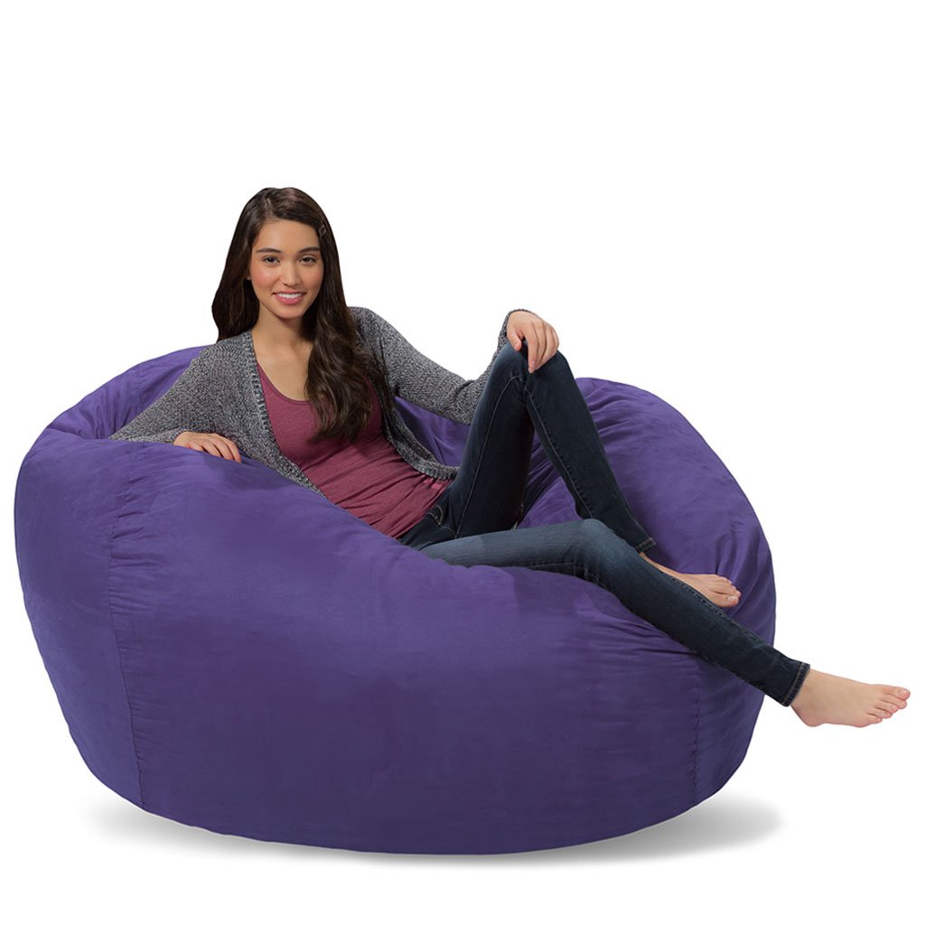 Premium Purple Micro Suede Memory Foam Bean Bag Chair - Ultra Comfortable Lounge Chair for Teens & Adults - Perfect for Bedroom, Living Room, Dorm & Game Room Relaxation