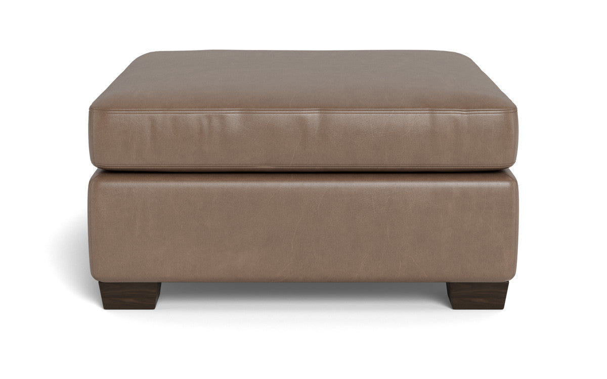 Genuine Leather Storage Ottoman with Tufted Top - Footrest, Coffee Table & Extra Seating for Living Room, Bedroom & Office