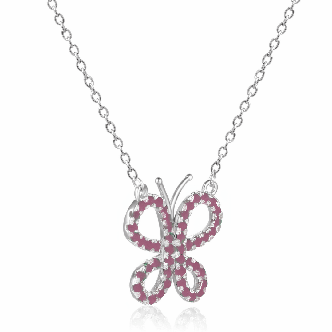 Elegant Ruby Butterfly Rhodium Plated Necklace for Women - Perfect Gift for Valentine's Day, Anniversary & Special Occasions
