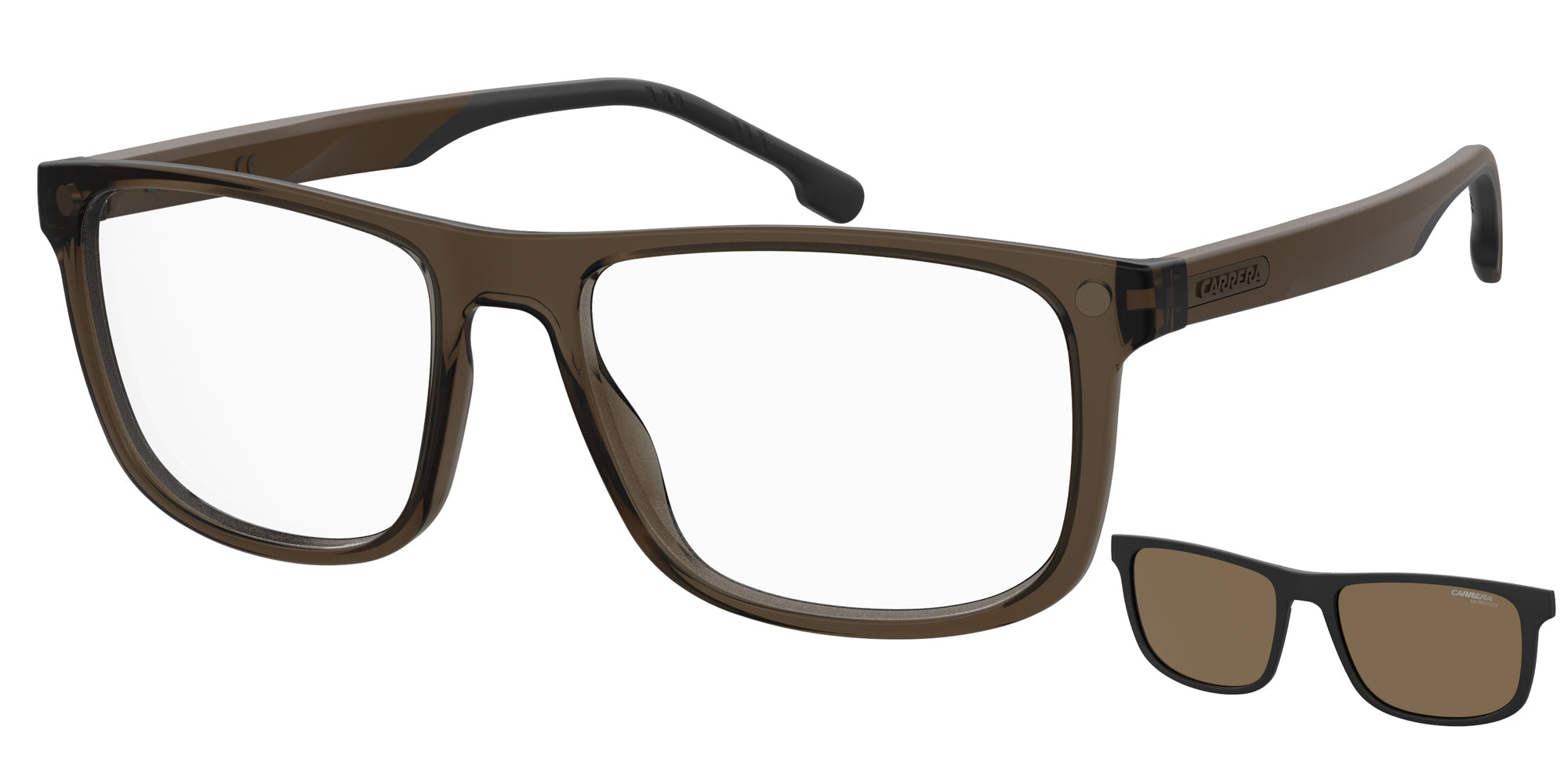 Carrera 8057/CS Clip-On Sunglasses - Polarized UV Protection for Men & Women - Perfect for Driving, Running, and Outdoor Sports