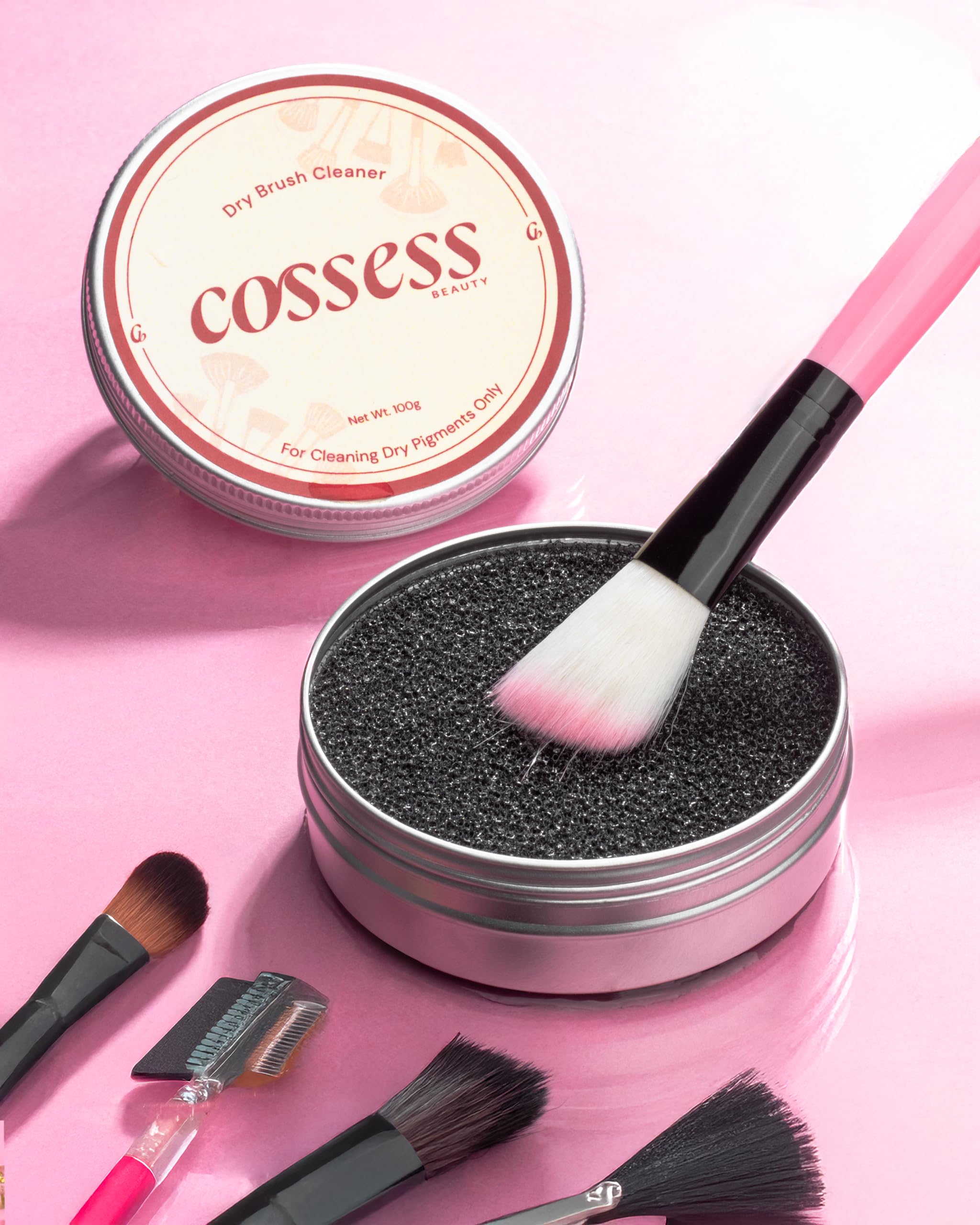 Professional Cossess Dry Makeup Brush Cleaner - Quick & Effective for Blush, Eyeshadow & Pigments | Pro Brush Cleanser for Daily Makeup Tools | Perfect for Home & Salon Use