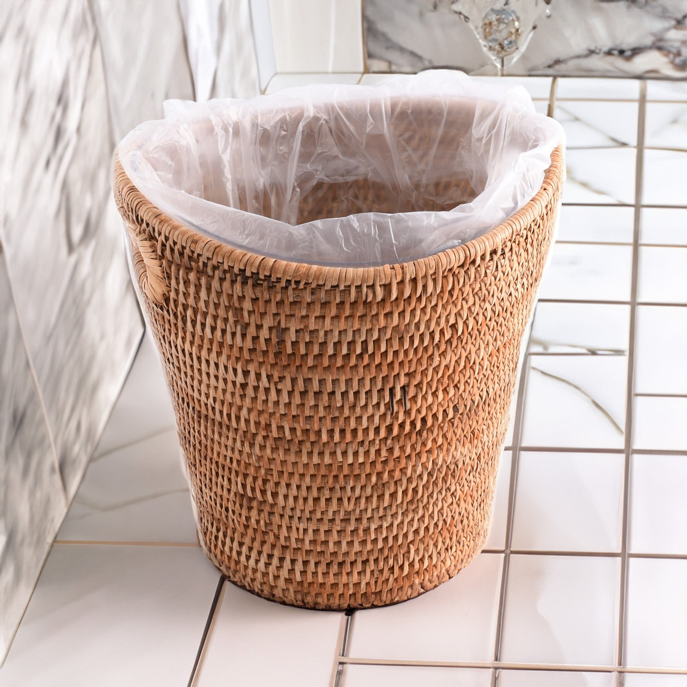 Handwoven Wicker Rattan Champagne Bucket - Elegant Wine Cooler for Parties, Weddings & Outdoor Gatherings - Perfect for Chilling Bottles in Style