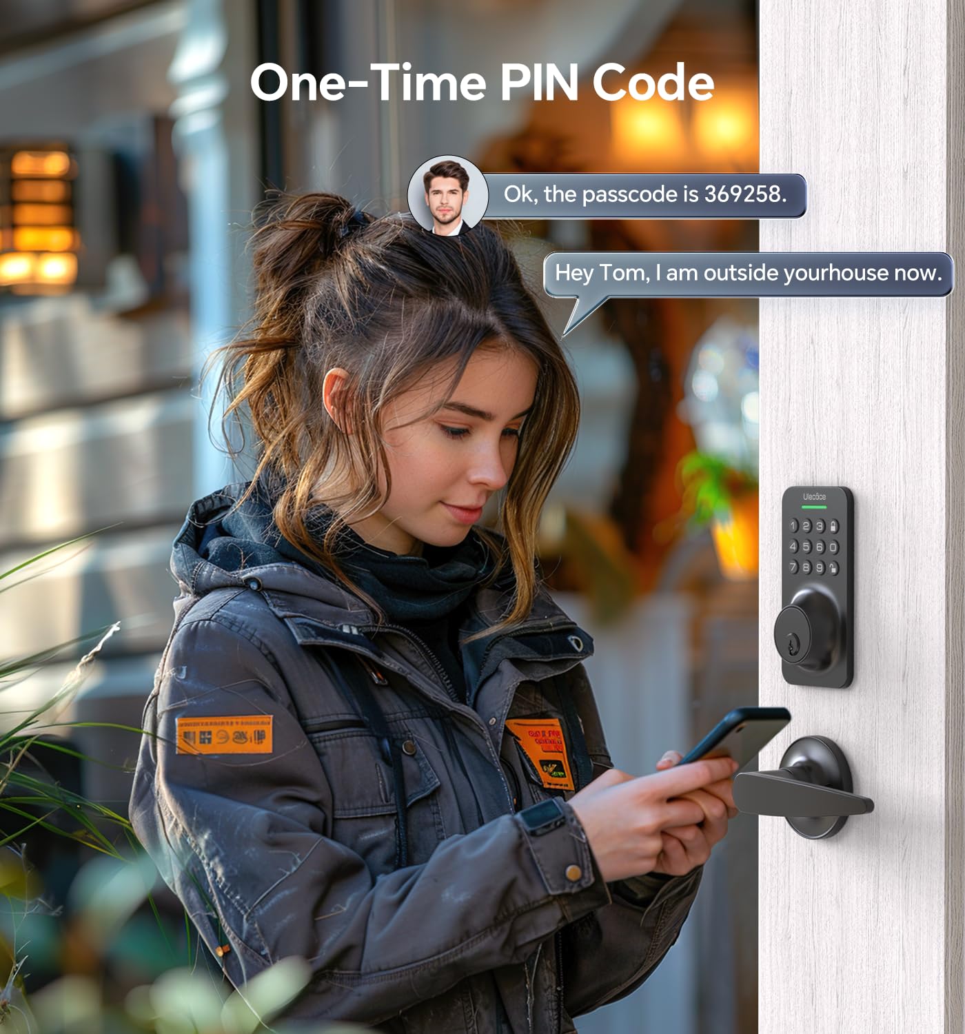 Smart Keyless Entry Door Lock Deadbolt with Handle Set - Keypad Door Lock with Auto Lock & Easy Installation - Matte Black - Secure Front Door Access for Home & Office Use