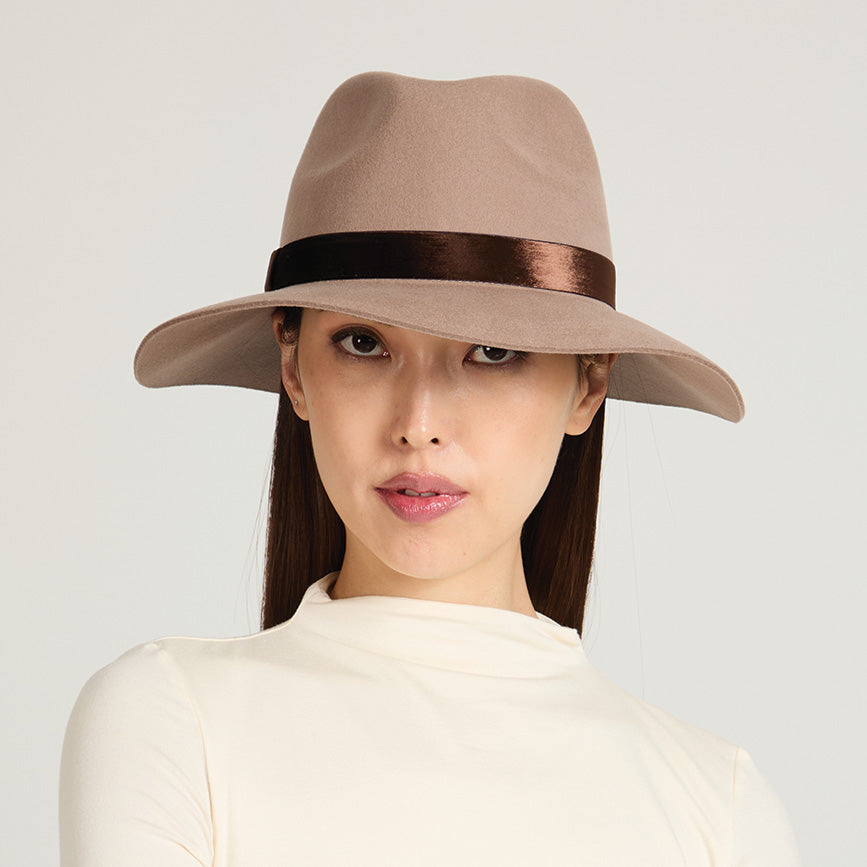 Stylish Georgina Wool Felt Fedora Hat for Women - Classic Wide Brim Winter Fashion Accessory - Perfect for Outdoor Events, Travel & Everyday Wear