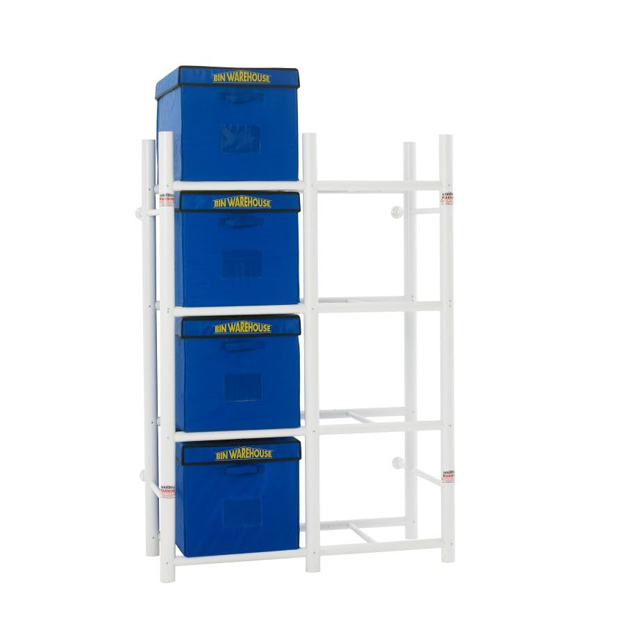 Bin Warehouse DFAE2M2X4BW0408 8-Tote Storage System - Durable Plastic Organizer for Home, Garage & Warehouse Organization