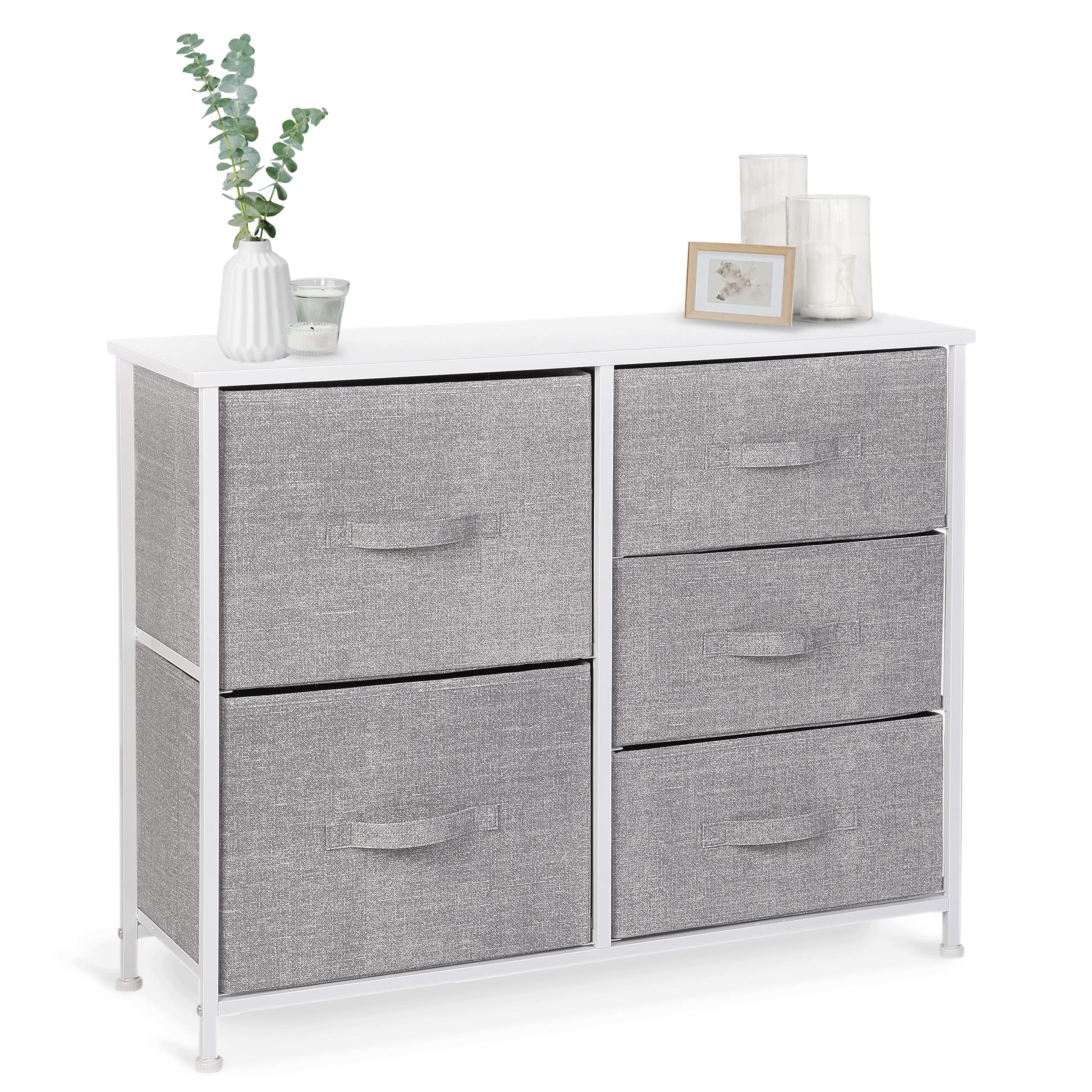 BINO 5-Drawer Fabric Dresser Organizer, Light Grey - Closet Storage Organizer Unit with Removable Drawers | Space-Saving Dresser Tower for Bedroom, Nursery, Hallway & Entryway | Foldable Clothing Storage Furniture for Home Organization