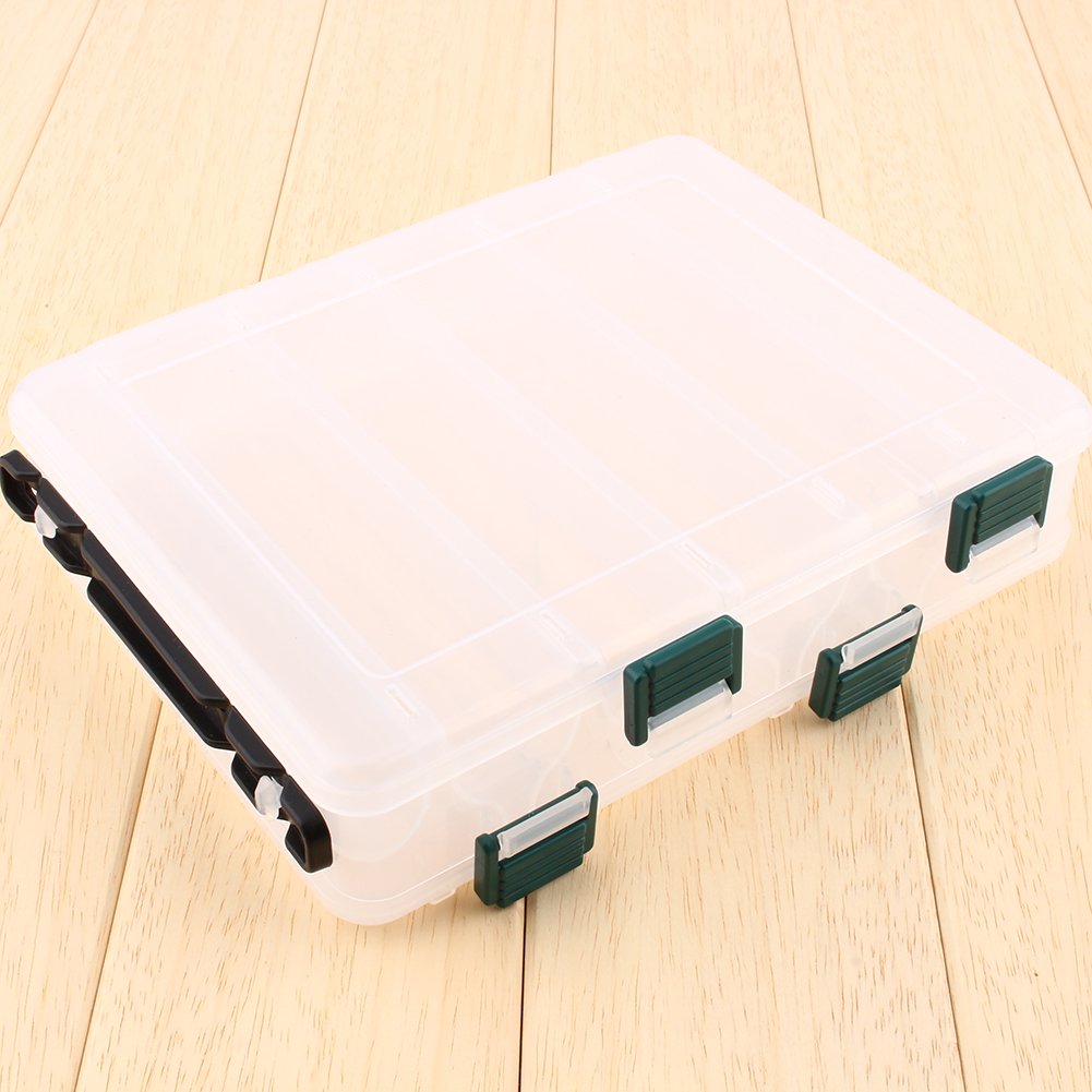 VGEBY1 Double Sided Fishing Tackle Box - Plastic Storage Organizer with Compartments for Hooks, Lures & Gear - Perfect for Outdoor Fishing, Camping & Boat Trips