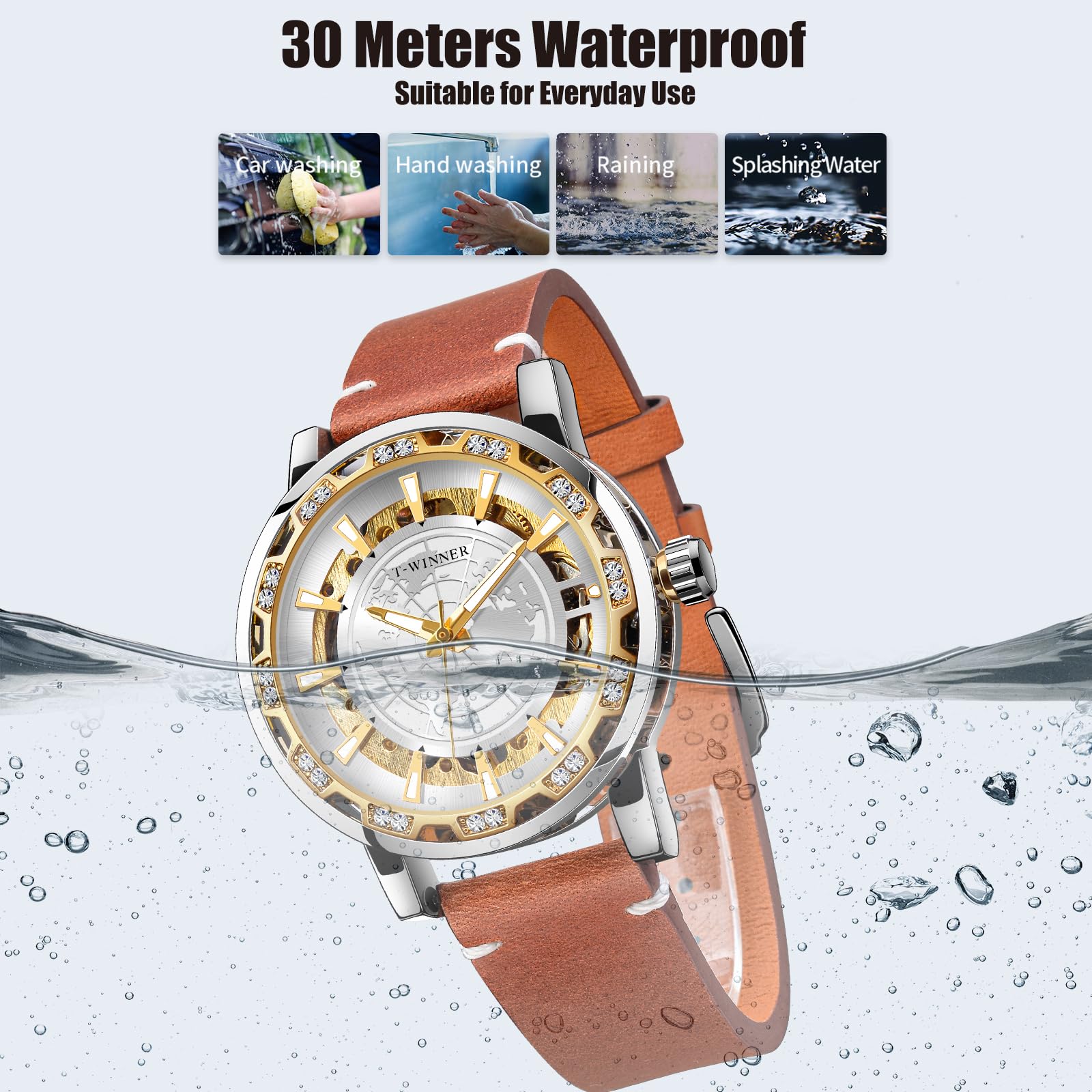 FORSINING Men's Automatic Mechanical Watch with Skeleton Dial & Genuine Leather Strap - Luxury Dress Watch for Business, Formal Occasions & Everyday Wear