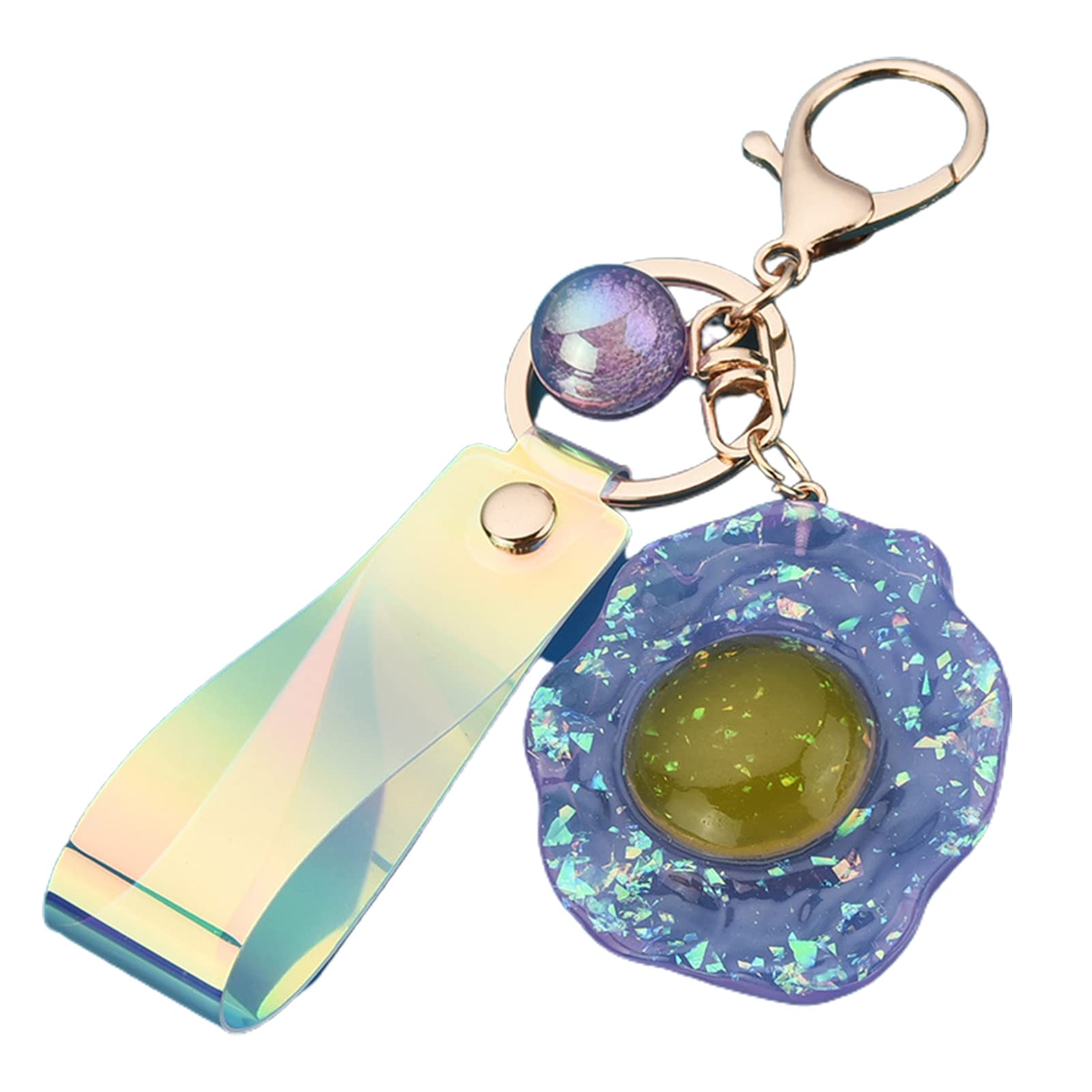 Unisex Couples Heart Speaker Keychain - Shiny Cartoon Fried Egg Pendant Bag Charm for Gifts, Couples & Best Friends (Perfect for Valentine's Day, Anniversaries & Everyday Carry)