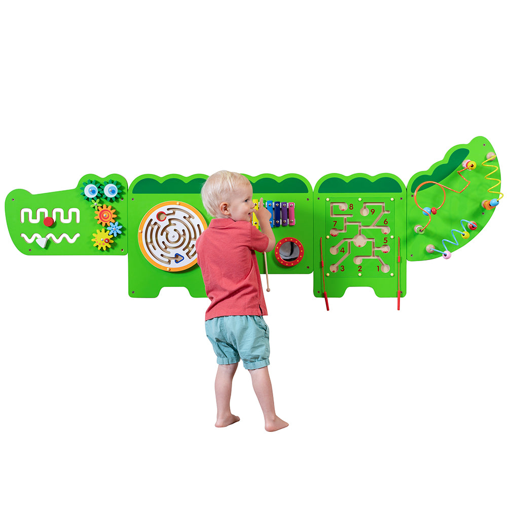 Montessori Crocodile Activity Wall Panel - Sensory Play Toy for Toddlers & Kids - Educational Climbing Toy for Indoor & Outdoor Use - Perfect for Playrooms, Daycares, and Backyards