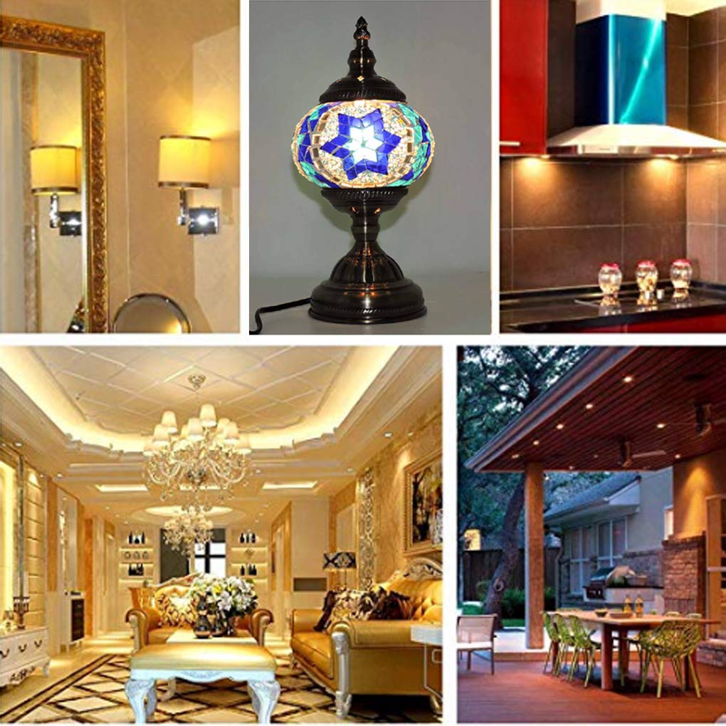 SilverFever E12 LED Light Bulb 3W (Equivalent to 30W Halogen) - Pack of 2, Warm White for Mosaic Turkish Lamps - Perfect for Home Decor, Restaurants, and Creating Cozy Ambiance