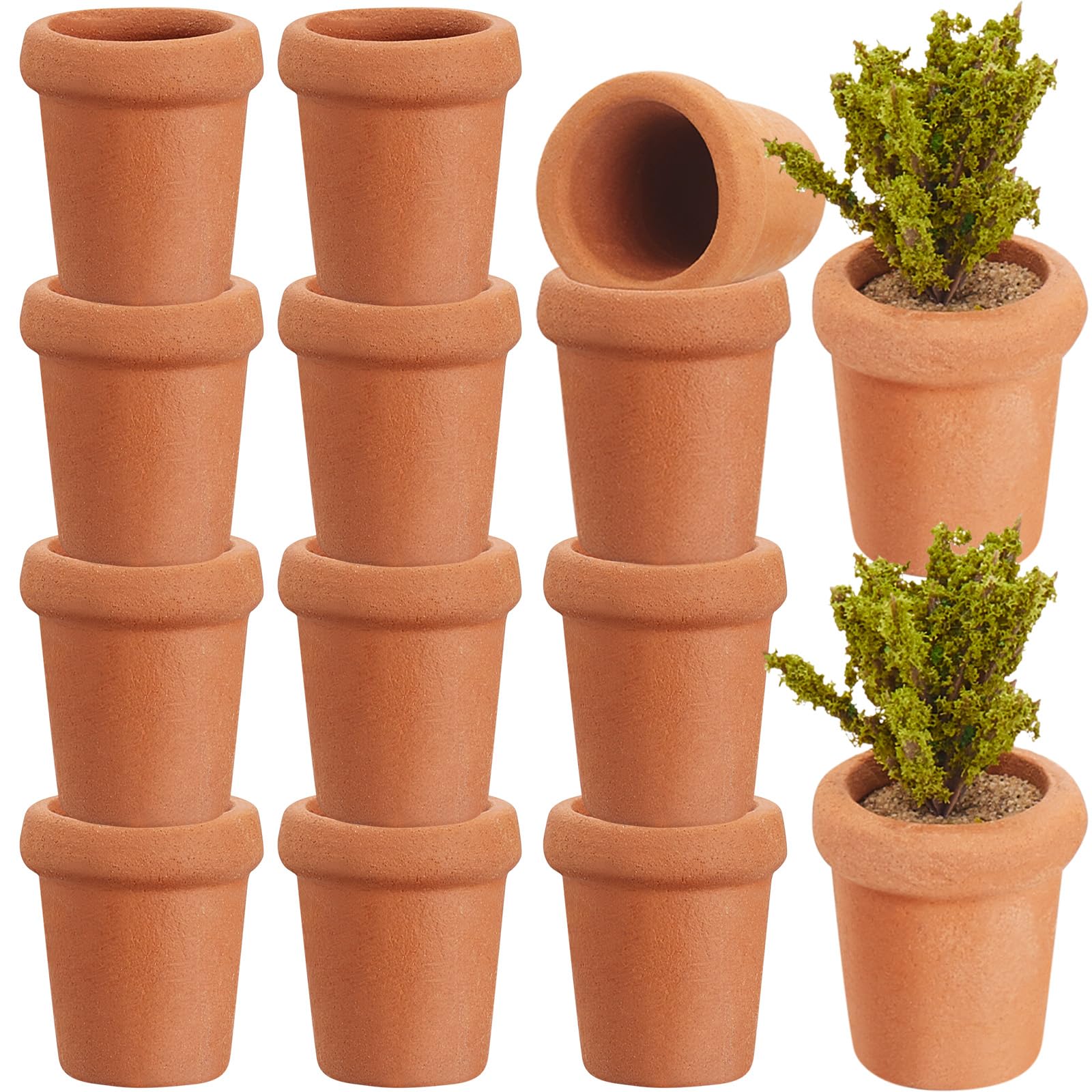 16 Pcs Mini Terracotta Clay Pots 0.6 Inch - Small Flower Pots for DIY Crafts, Dollhouse, Succulents, Air Plants | Perfect for Home Garden, Office Desk & Windowsill Decoration