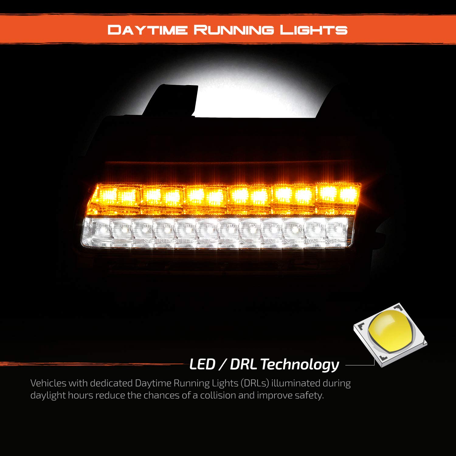 AKKON LED Sequential Turn Signal Lights for 2018-2023 Jeep Wrangler JL - Chrome Bumper Parking Lights Pair (Left+Right) - Upgrade Your Off-Road Style & Nighttime Visibility