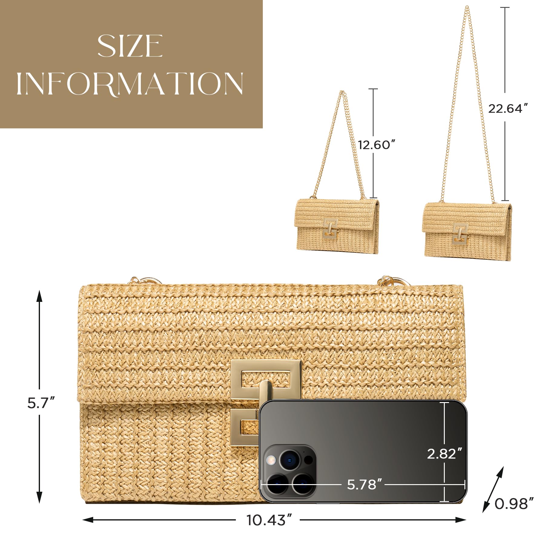 SWEETV Woven Straw Purse for Women - Boho Beach Bag, Summer Crossbody Clutch, Small Raffia Shoulder Bag - Perfect for Vacation, Pool Parties & Outdoor Events