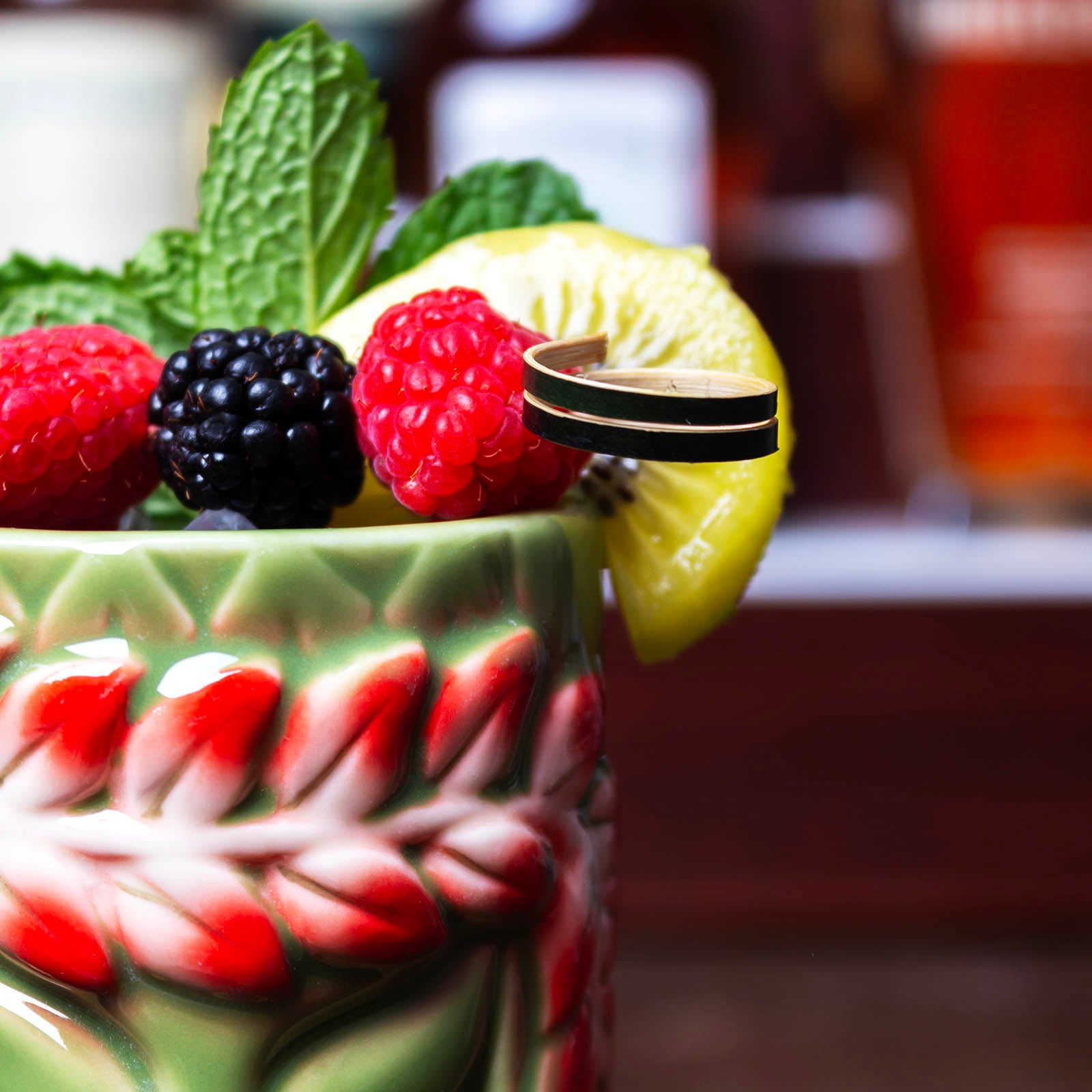 BarConic® Tiki Mug – 12oz Tropical Leaf Design Ceramic Cup for Exotic Cocktails | Perfect for Luau Parties, Beach Bars & Summer Entertaining