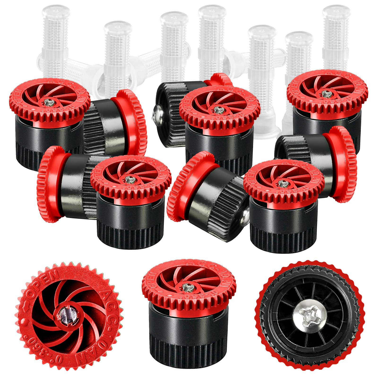 10 Pack Adjustable Arc Nozzle Pop-up Sprinkler Heads - Universal Replacement for Most Pop-up Sprinklers - Perfect for Garden, Lawn & Landscape Irrigation - Durable Water Spray Nozzles for Efficient Yard Watering