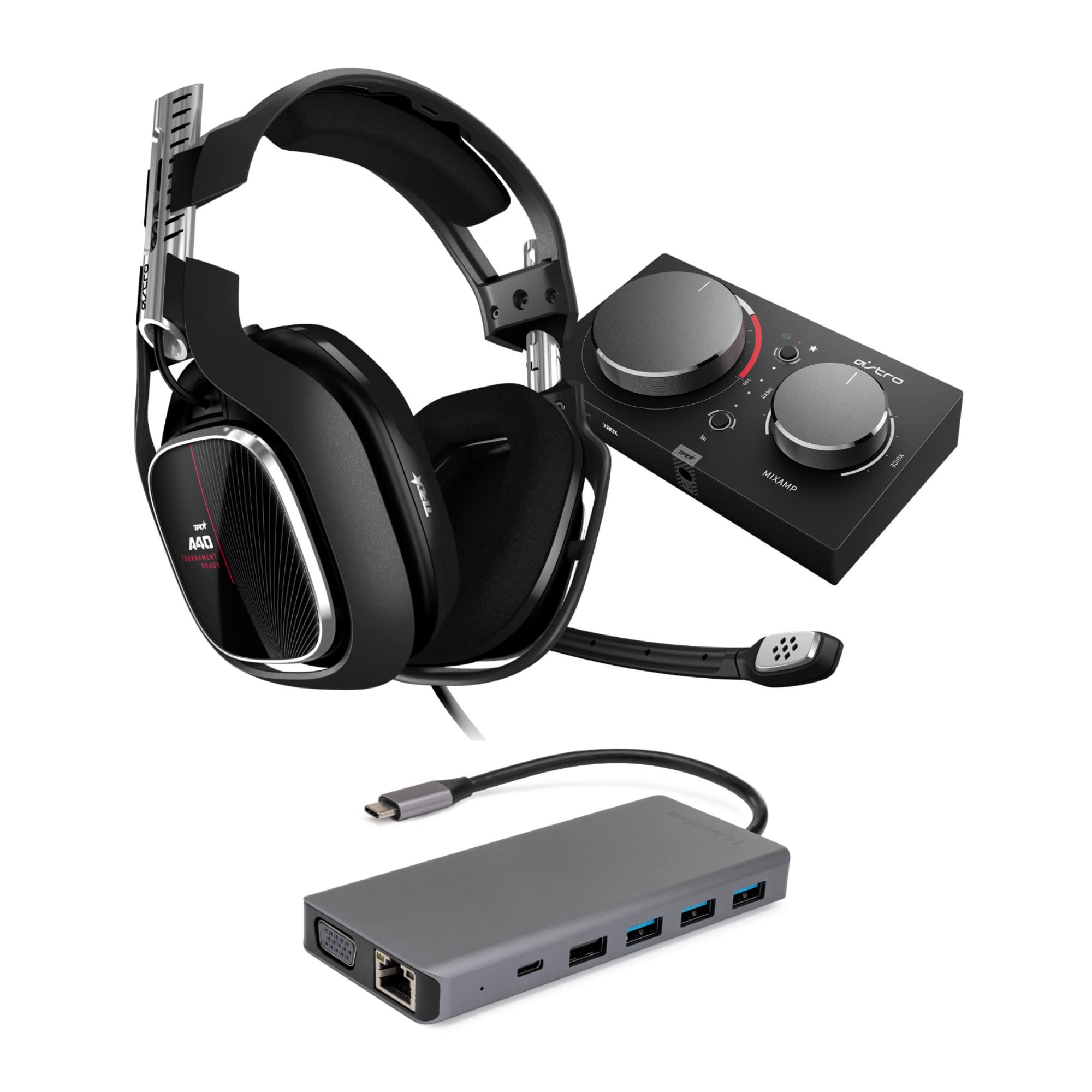 Astro Gaming A40 TR Headset + MixAmp Pro TR for Xbox One & PC - Refreshed Version with USB-C Hub Bundle (2 Items) | Premium Gaming Headset for Esports, Streaming & Competitive Play
