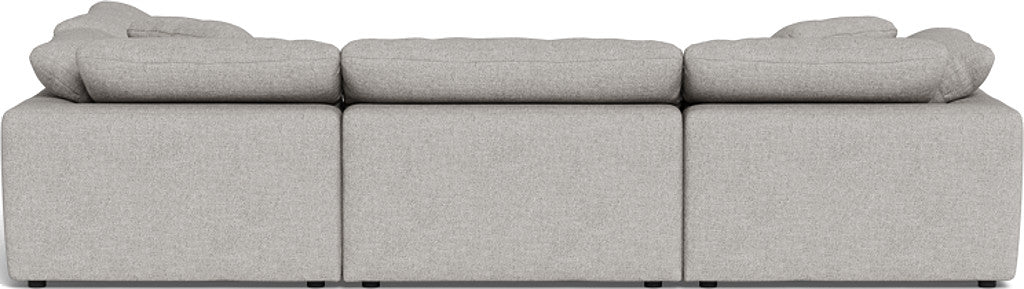 Fluffy 4-Piece Sectional Sofa with Ottoman - Modern L-Shaped Couch Set for Living Room, Family Room & Apartment - Soft Fabric Upholstery, Comfortable Seating for Relaxing & Entertaining