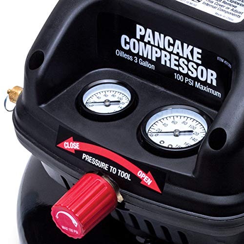 Eastwood 3 Gallon Oil-Free Pancake Air Compressor - Portable, Lightweight & Quiet - Perfect for DIY, Home Garage, Tire Inflation & Air Tools (Certified New)