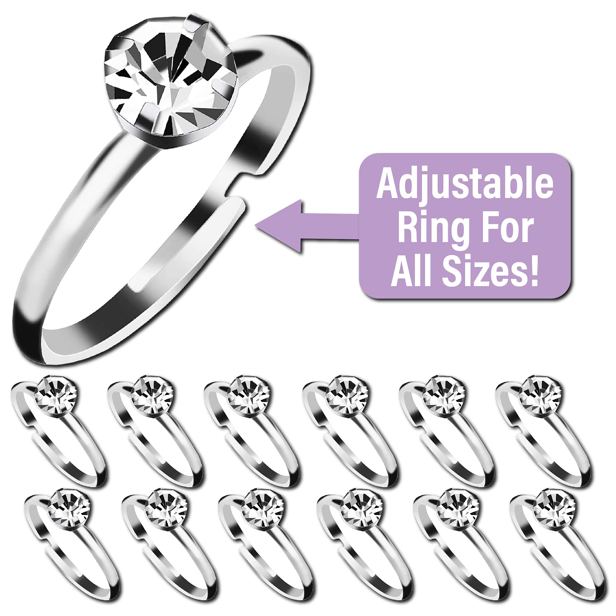 Bridal Shower Games - Fun Put a Ring on It Game Set with 24 Fake Rings for Bachelorette Parties & Wedding Showers - Perfect Icebreaker Activity for Bride-to-Be
