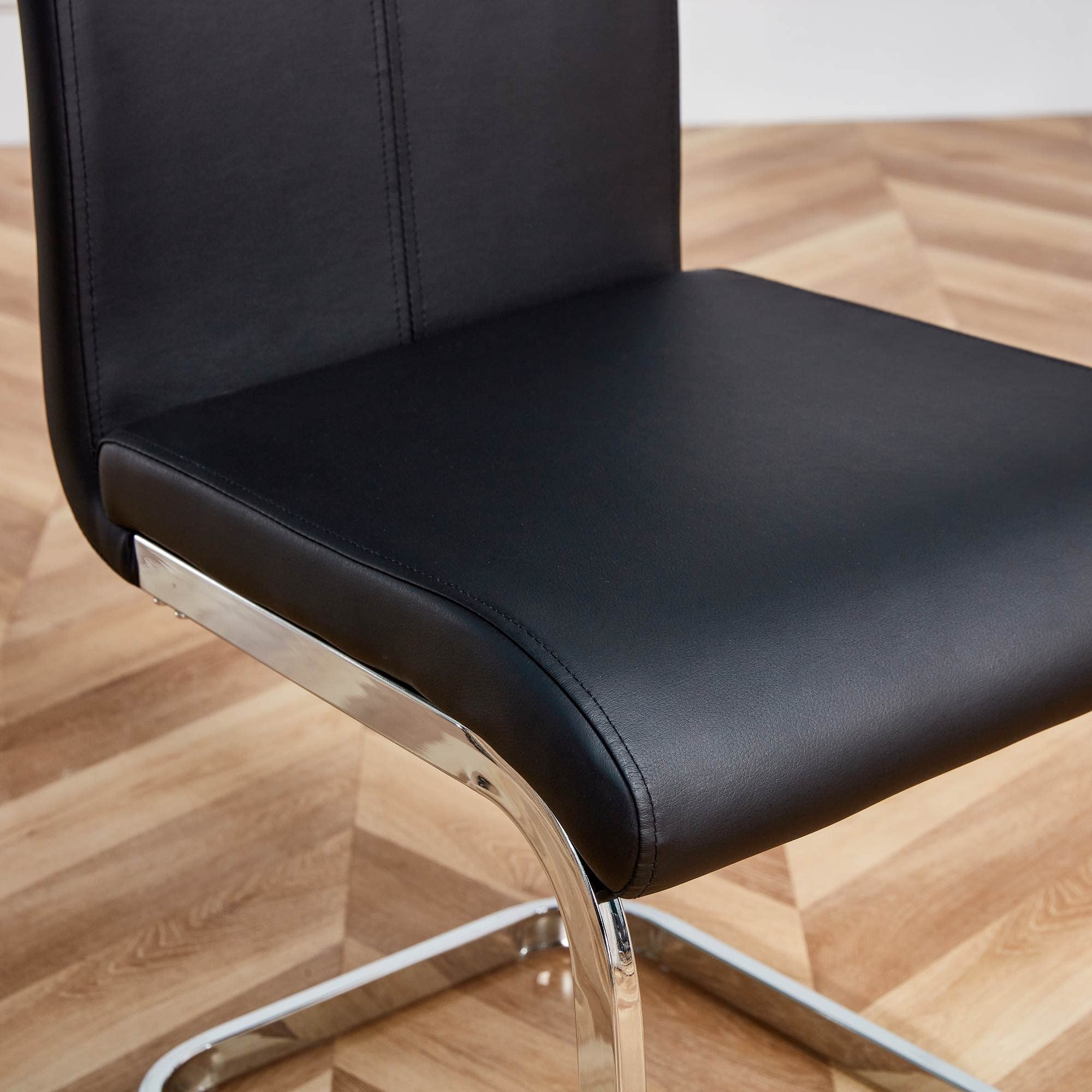 Baysitone Modern Dining Chairs Set of 4 - Faux Leather Padded High Back Kitchen & Dining Room Chairs - Comfortable Side Chairs for Home, Restaurant, Office - Black