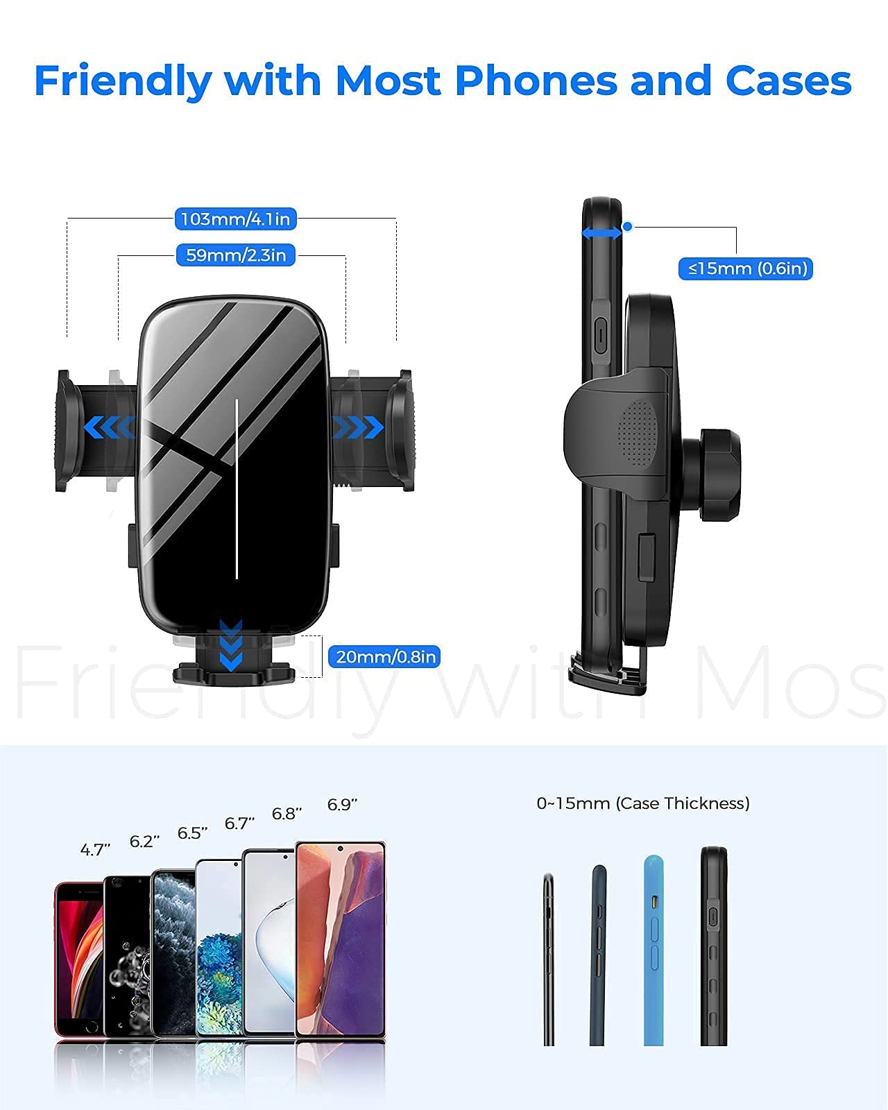 Premium Car Phone Holder Mount - Dashboard Phone Mount with Strong Sticky Gel Suction Cup & Dual Release Button | Compatible with iPhone 15/14/13/12/11/Pro Max/XS/XR, Galaxy S23/S22/S21/Note 20 | Perfect for Commuting, Road Trips & GPS Navigation