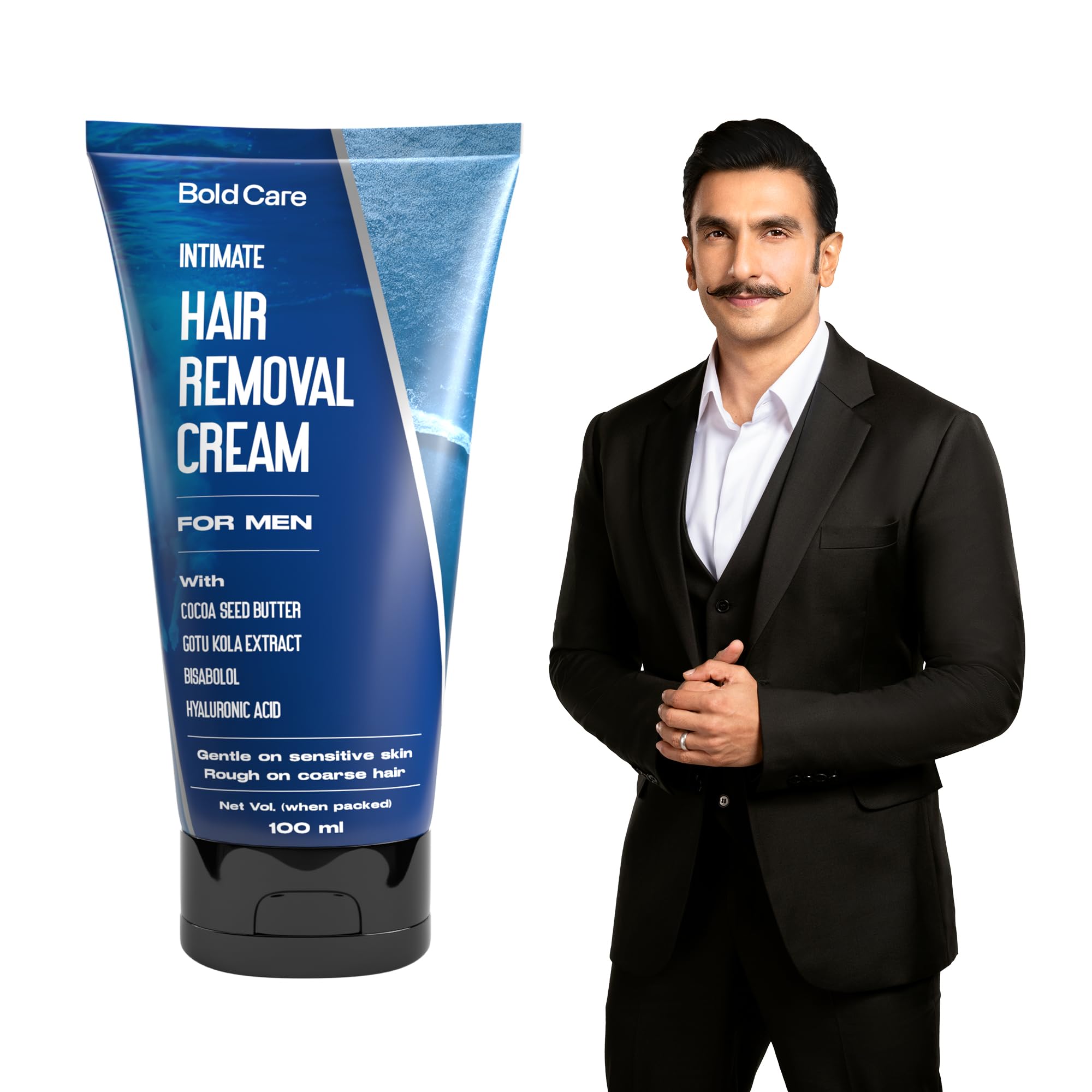 Bold Care Intimate Hair Removal Cream for Men - Fast & Painless Depilatory Cream, Soothing Formula for Unwanted Coarse Pubic & Body Hair, Hypoallergenic for All Skin Types, 100ml - Perfect for Gym, Swimming & Sensitive Skin Care