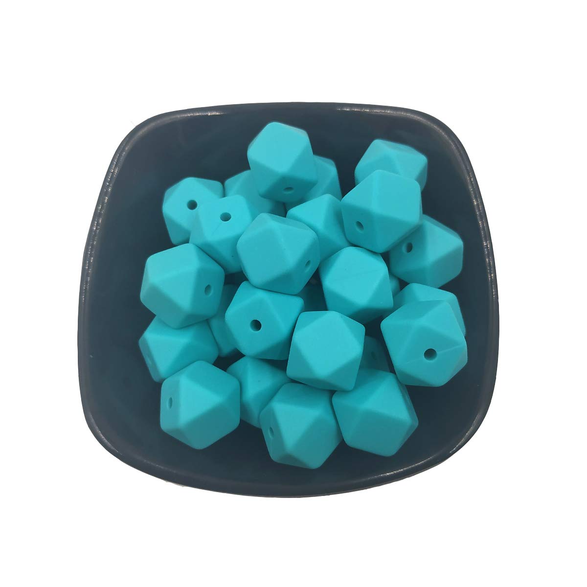 14mm Hexagonal Silicone Beads for DIY Jewelry & Keychains - 50pcs Bulk
