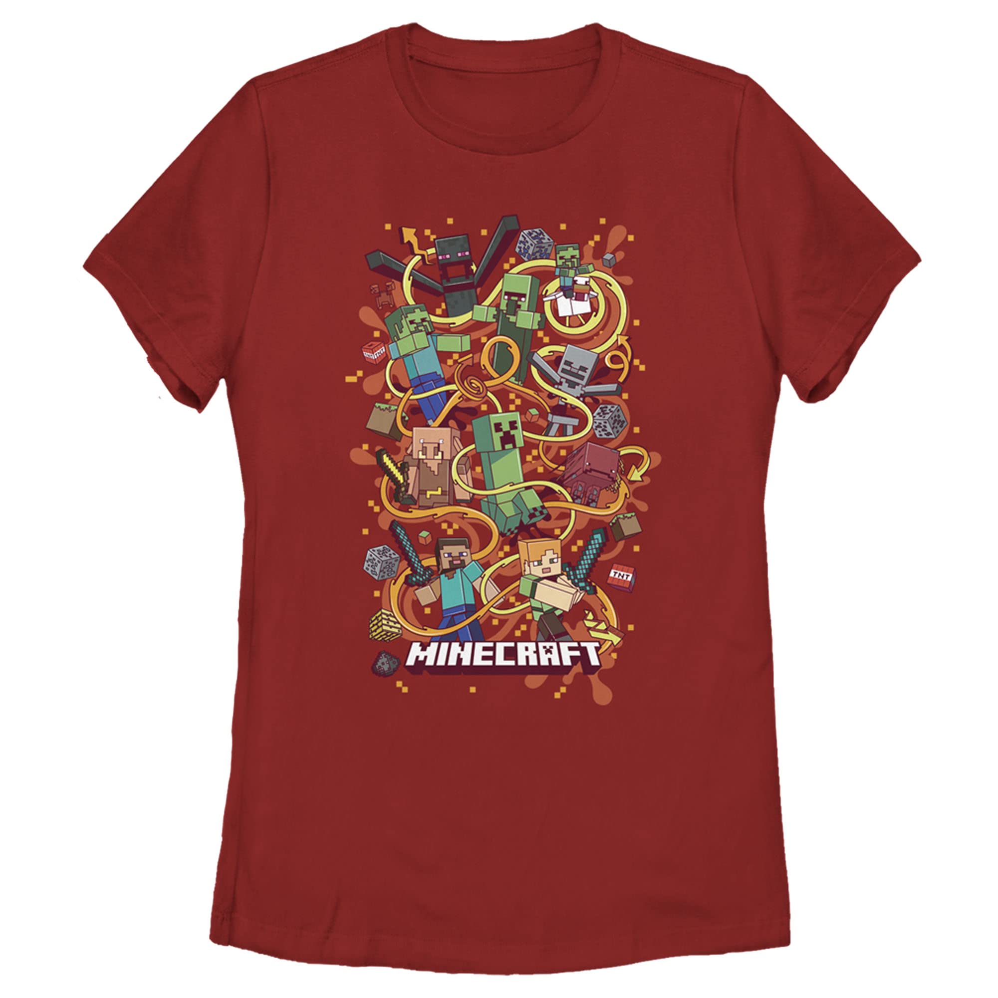 Women's Minecraft Group Shot Graphic T-Shirt - Fun Gaming Tee for Casual Wear & Cosplay
