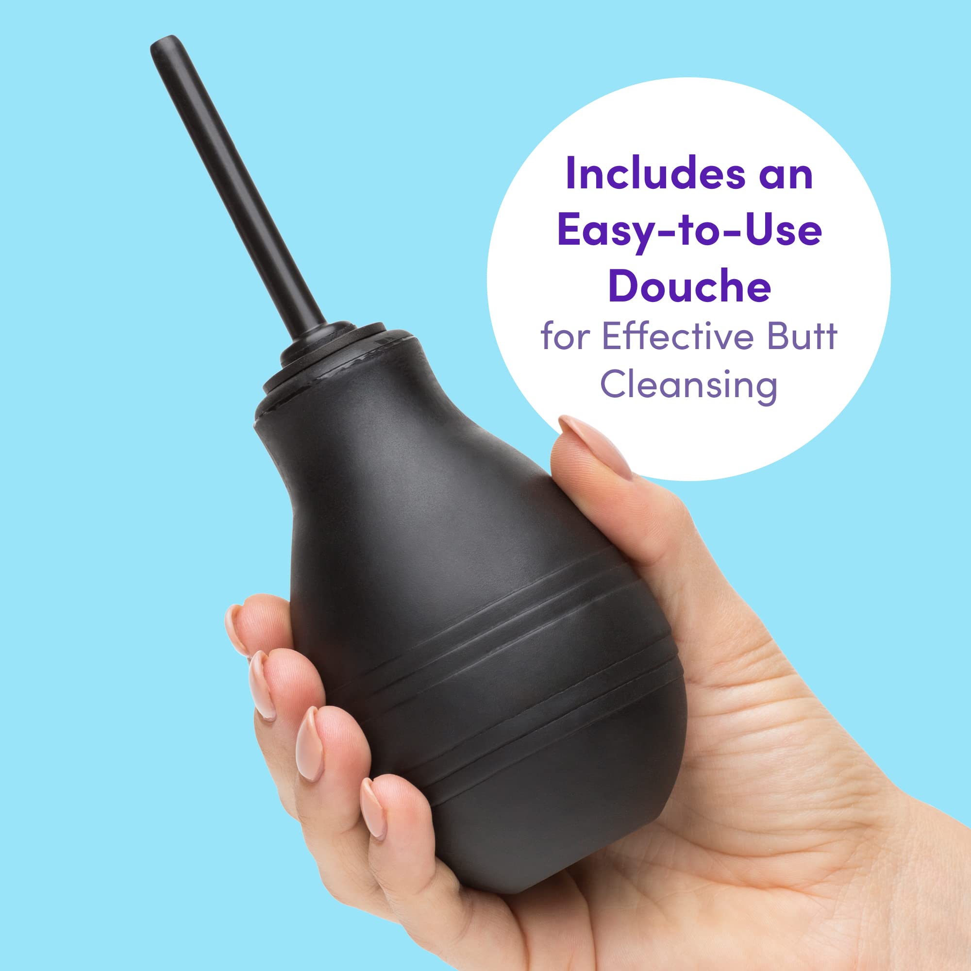 Lovehoney 4 Piece Anal Training Kit - 3X 4 Inch Silicone Butt Plugs & Douche - Flared Base, Waterproof, Body-Safe - Purple - Perfect for Beginners & Couples Play