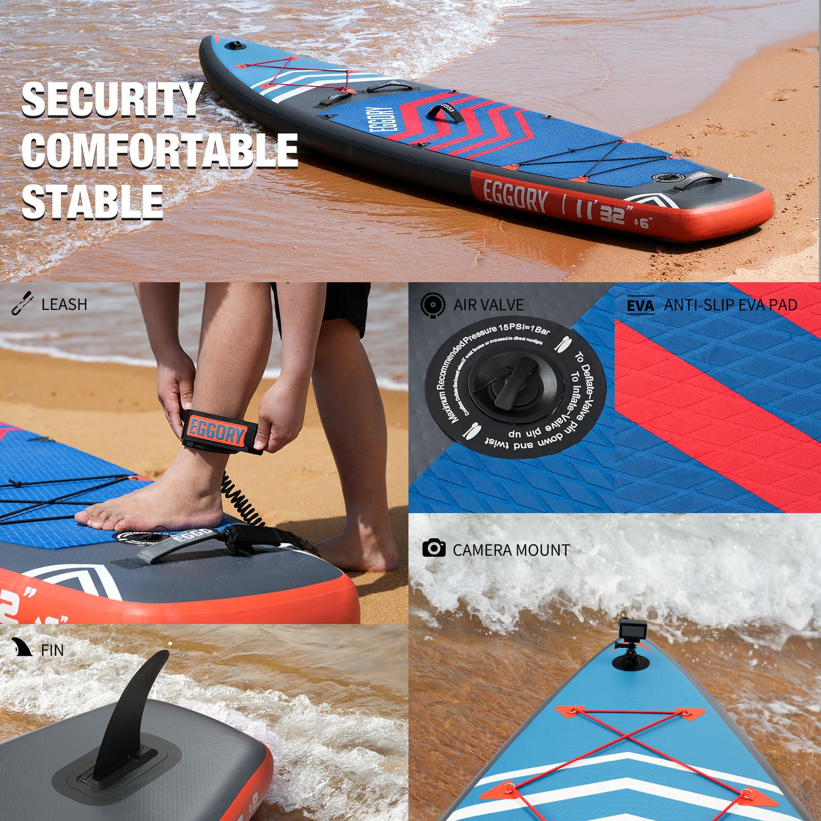 Premium Inflatable Stand Up Paddle Board SUP with Paddle, Pump & Carry Bag - 11' x 32