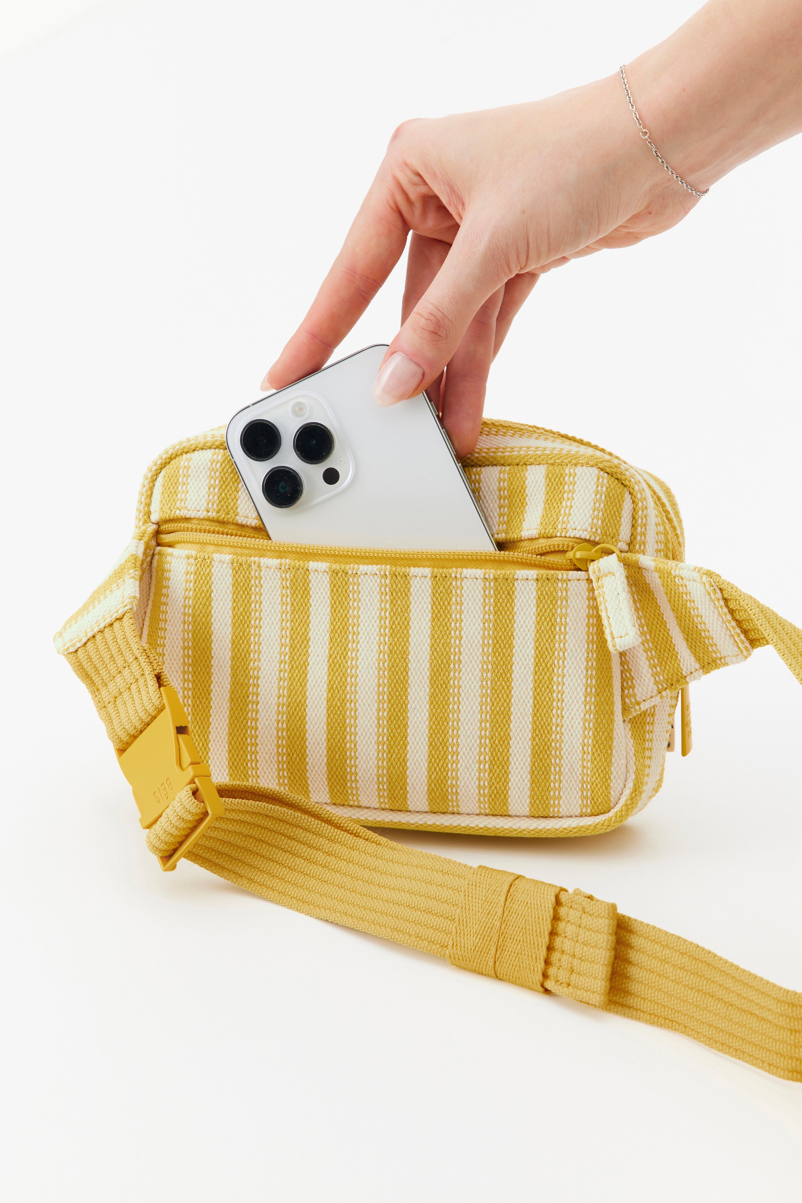 Honey Stripe Belt Bag - Stylish & Comfortable Waist Pack for Travel, Hiking, and Everyday Use