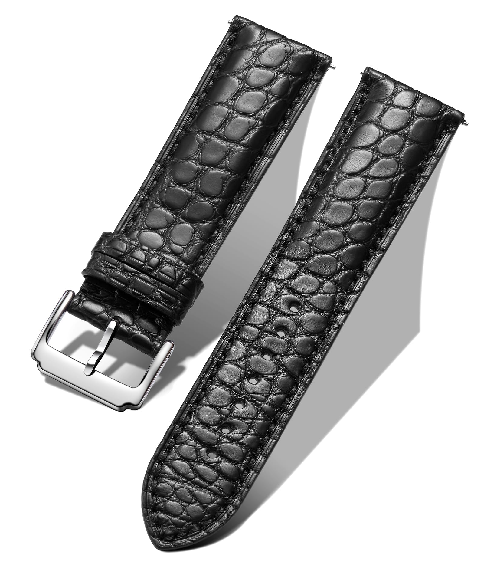 Premium Alligator Grain Leather Watch Bands for Men & Women - Handmade Crocodile Pattern Quick Release Replacement Straps - Genuine Leather in Black & Brown - Perfect for Dress Watches, Business Attire & Formal Occasions