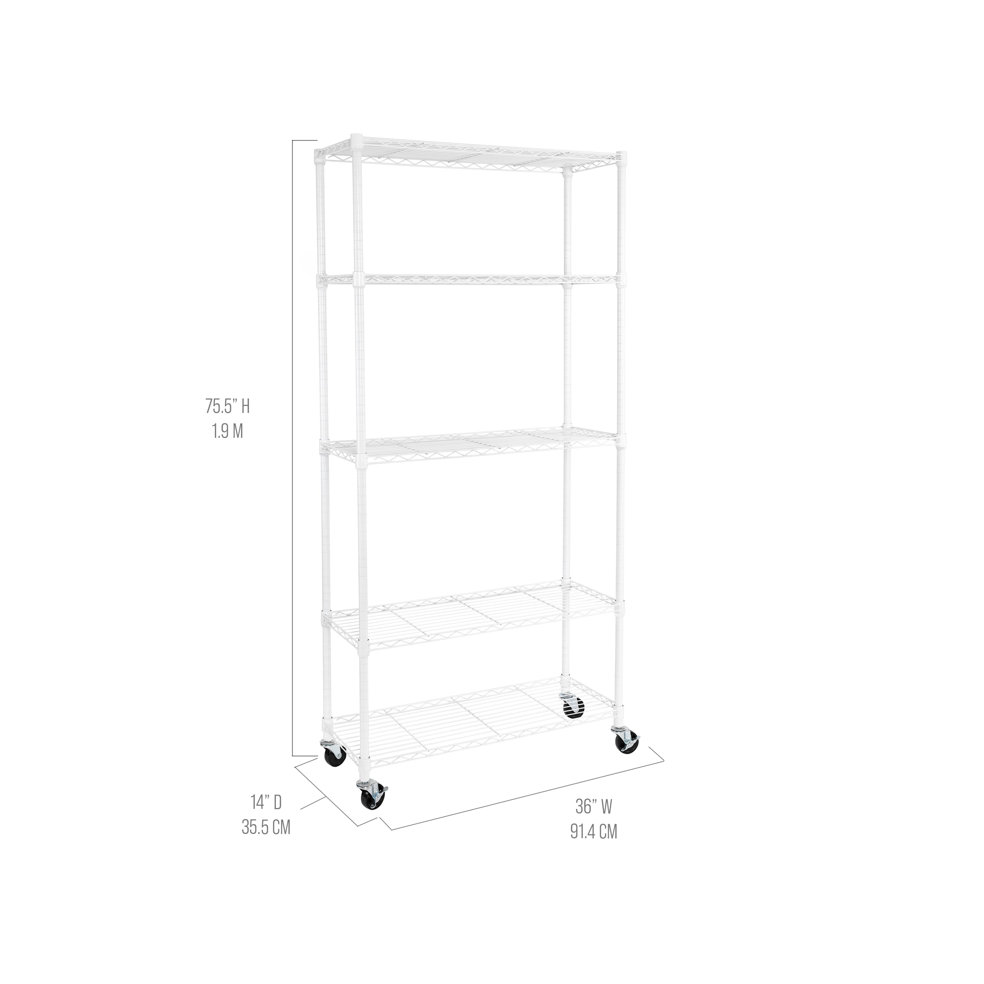5 Tier NSF Certified Steel Shelving Unit - Heavy Duty Storage Rack for Kitchen, Garage, Pantry & Commercial Use